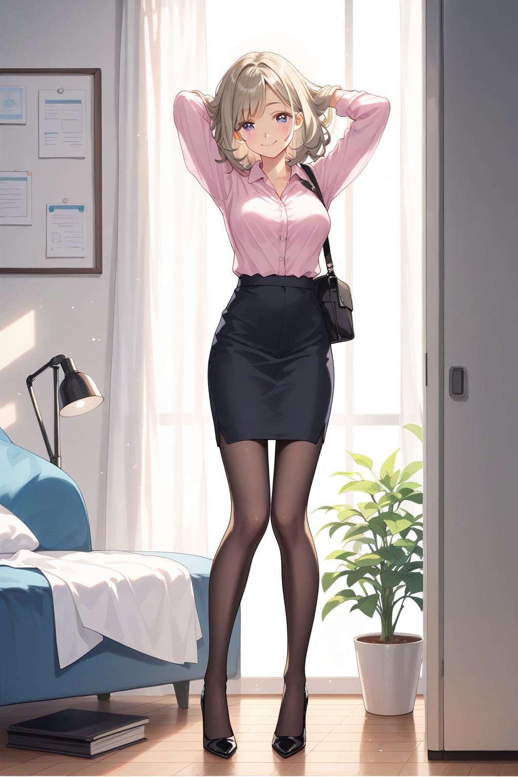 AIバブみ_黒パンスト美脚美女のAIイラスト_128923661_p1