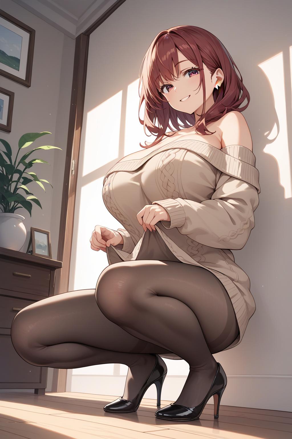 AIバブみ_黒パンスト美脚美女のAIイラスト_126158326_p0