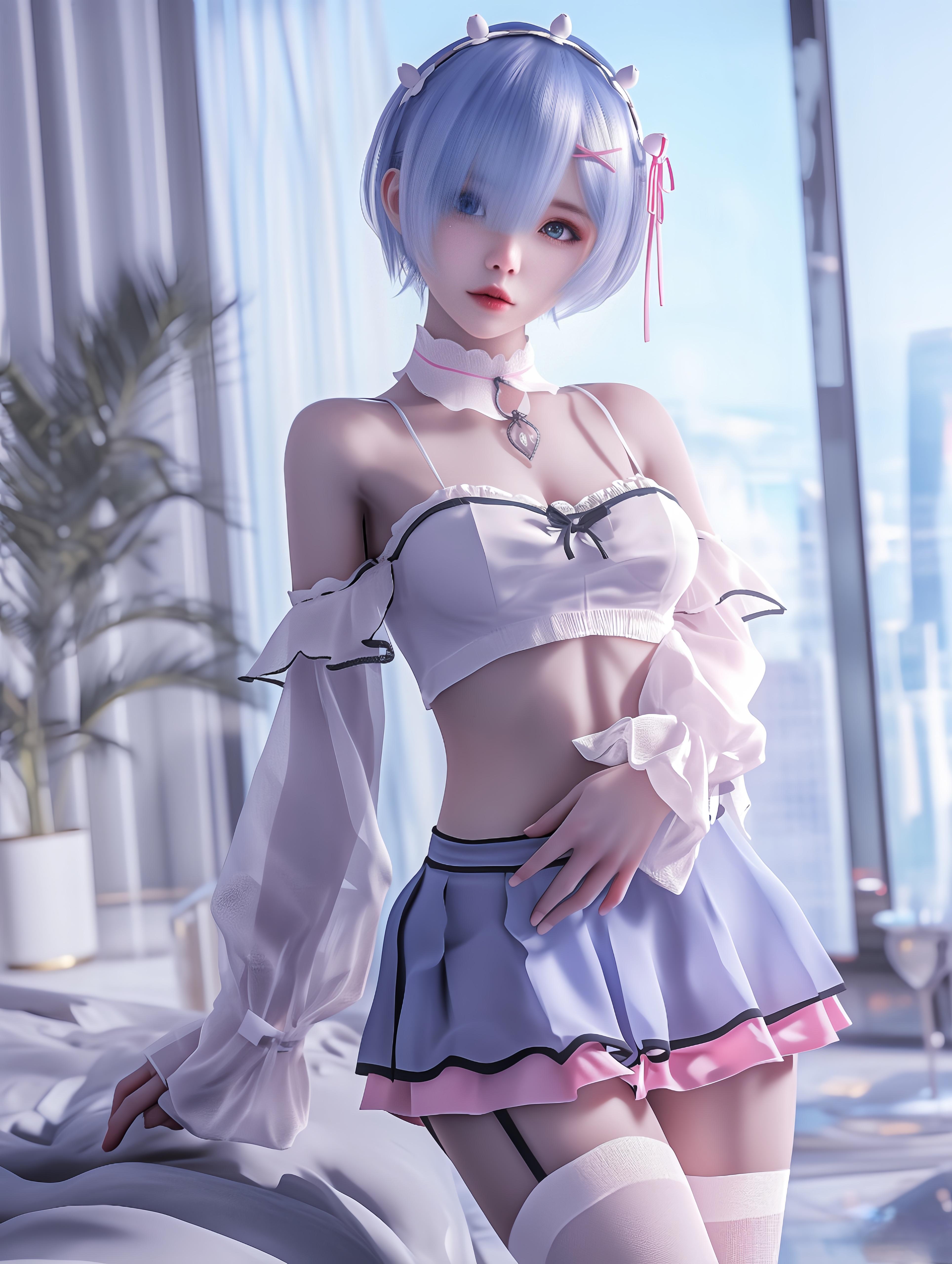 jm h_【变装蕾姆】少女系白丝袜2_121130594_p5