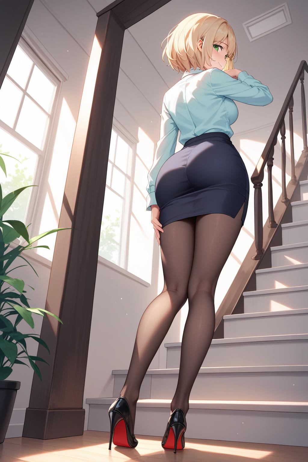AIバブみ_黒パンスト美脚美女のAIイラスト_128073619_p0