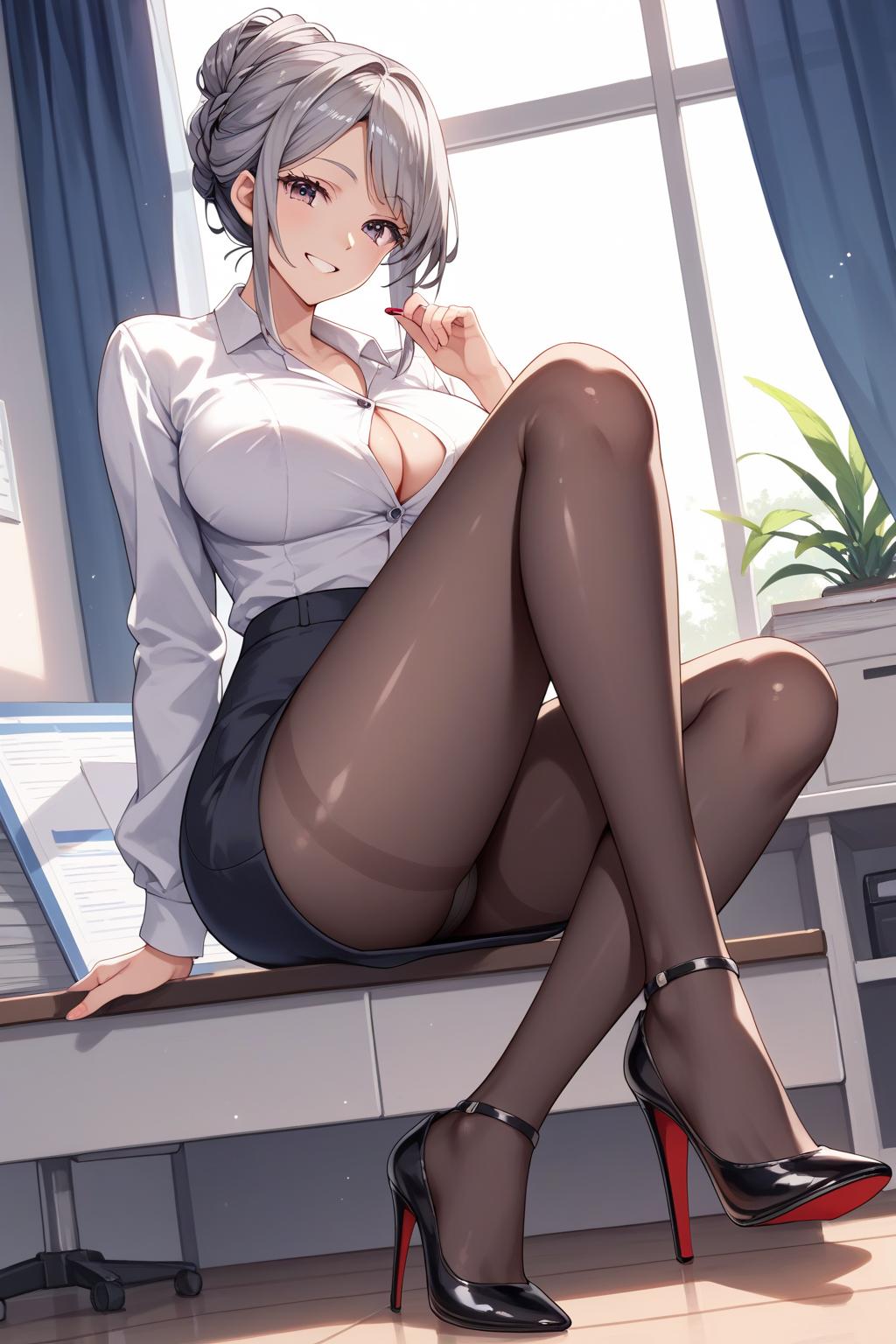 AIバブみ_黒パンスト美脚美女のAIイラスト_128533302_p2