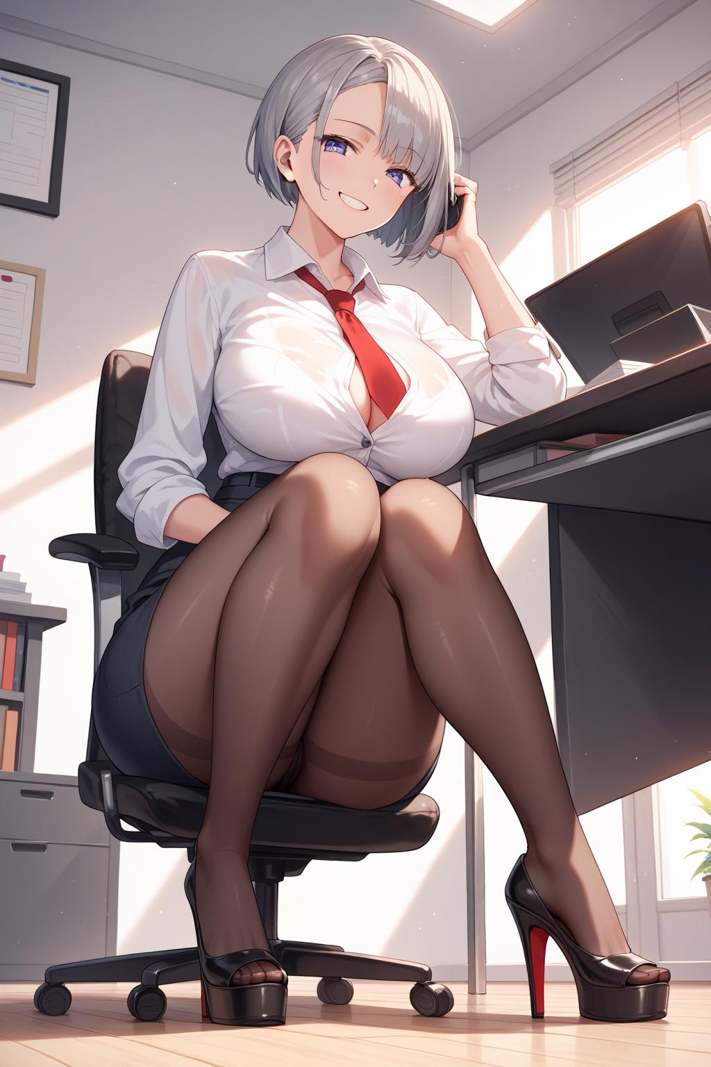 AIバブみ_黒パンスト美脚美女のAIイラスト_128459819_p0