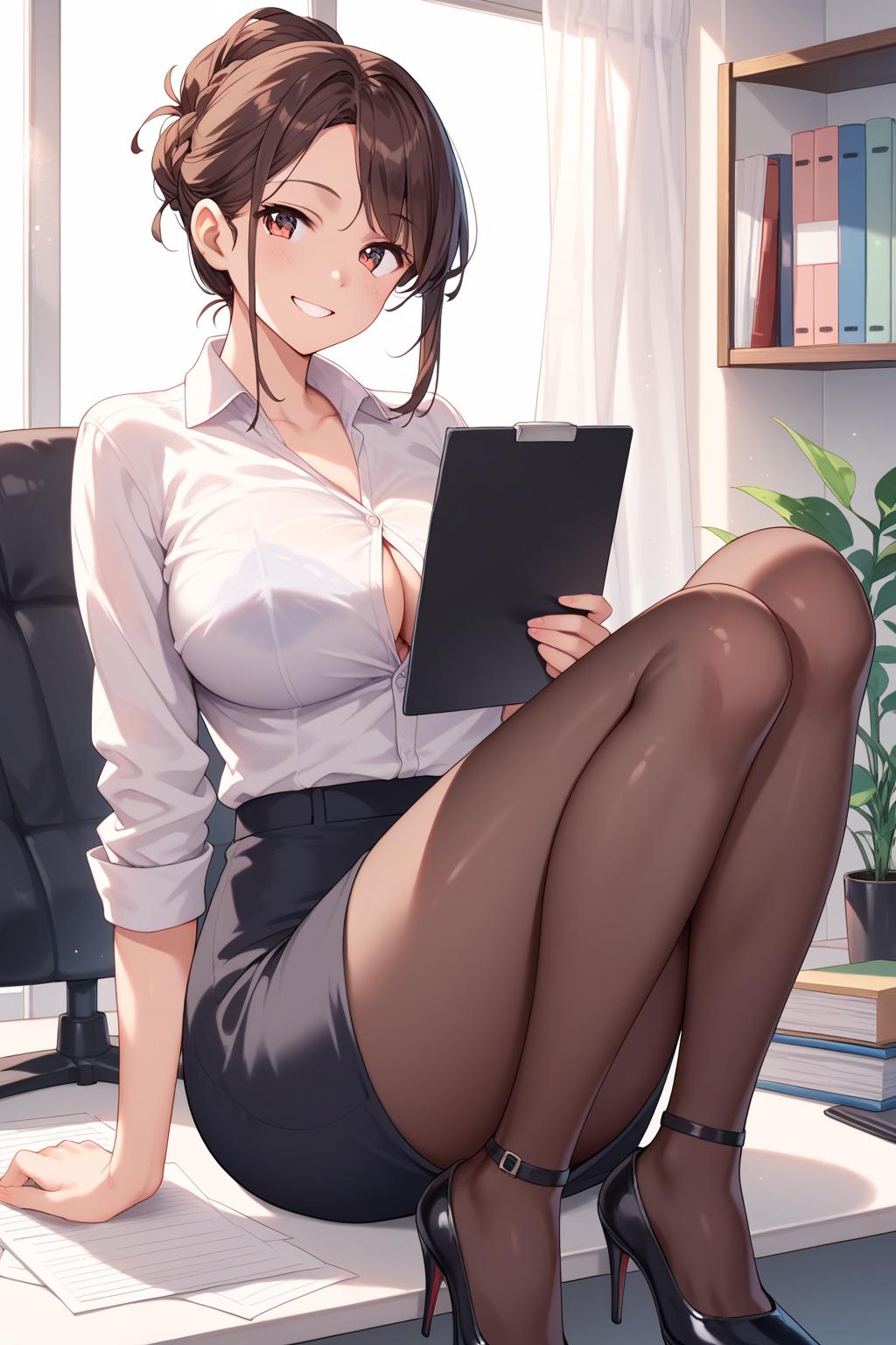 AIバブみ_黒パンスト美脚美女のAIイラスト_124207223_p1