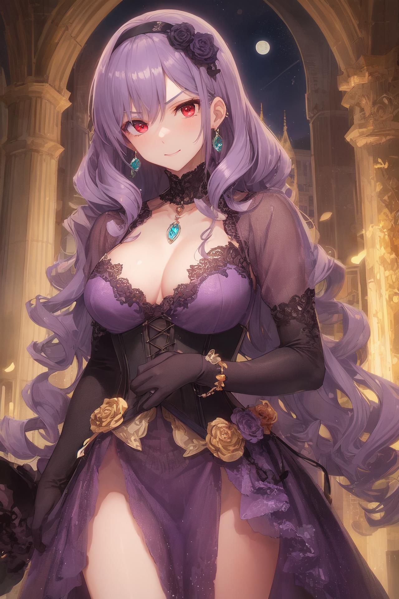 chastity✨AIイラスト_紫髪ロング悪役令嬢ちゃん HolaraAI_128327399_p1