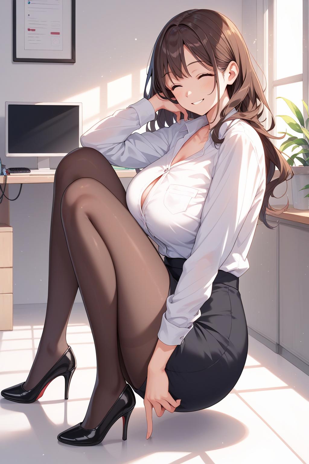 AIバブみ_黒パンスト美脚美女のAIイラスト_128602471_p0