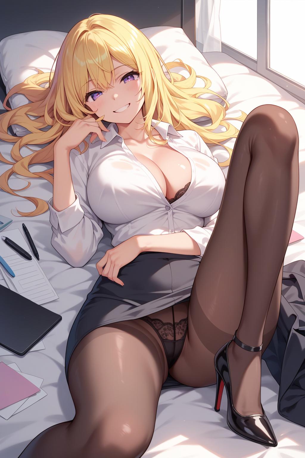 AIバブみ_黒パンスト美脚美女のAIイラスト_128779432_p0
