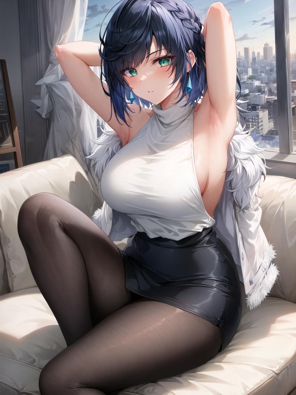 Apel ｜ AI Art_Office Lady ／／ Yelan_105071492_p4