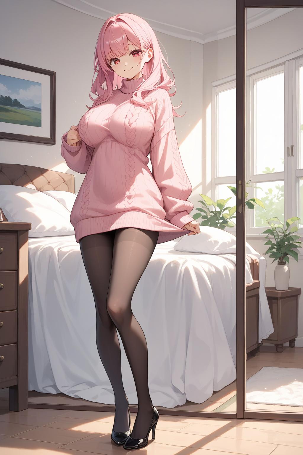 AIバブみ_黒パンスト美脚美女のAIイラスト_124535623_p0