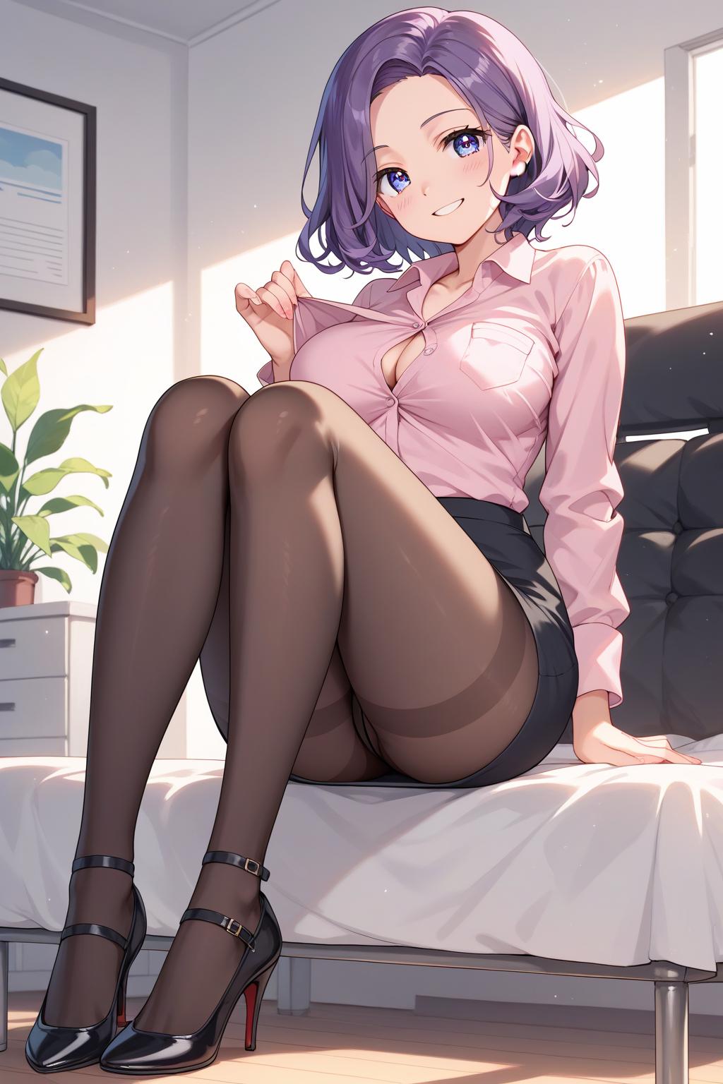 AIバブみ_黒パンスト美脚美女のAIイラスト_127965223_p0