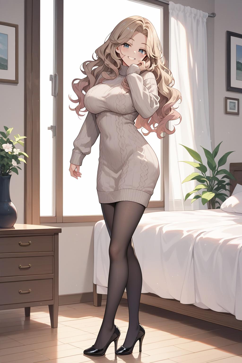 AIバブみ_黒パンスト美脚美女のAIイラスト_124538742_p0
