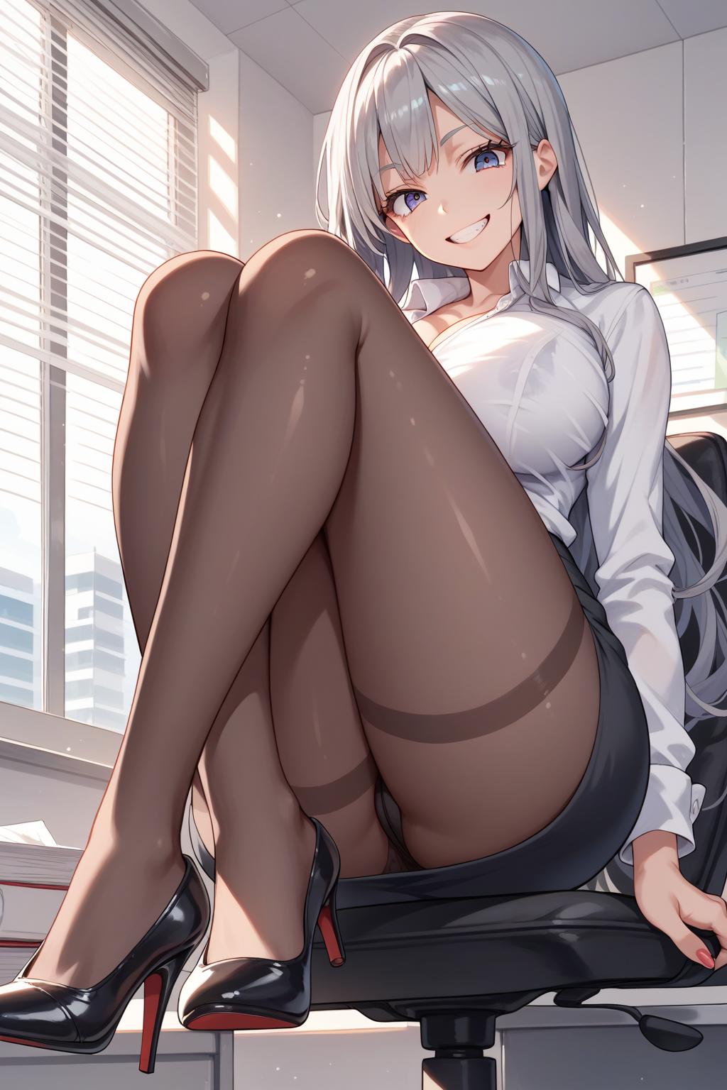 AIバブみ_黒パンスト美脚美女のAIイラスト_128920043_p0