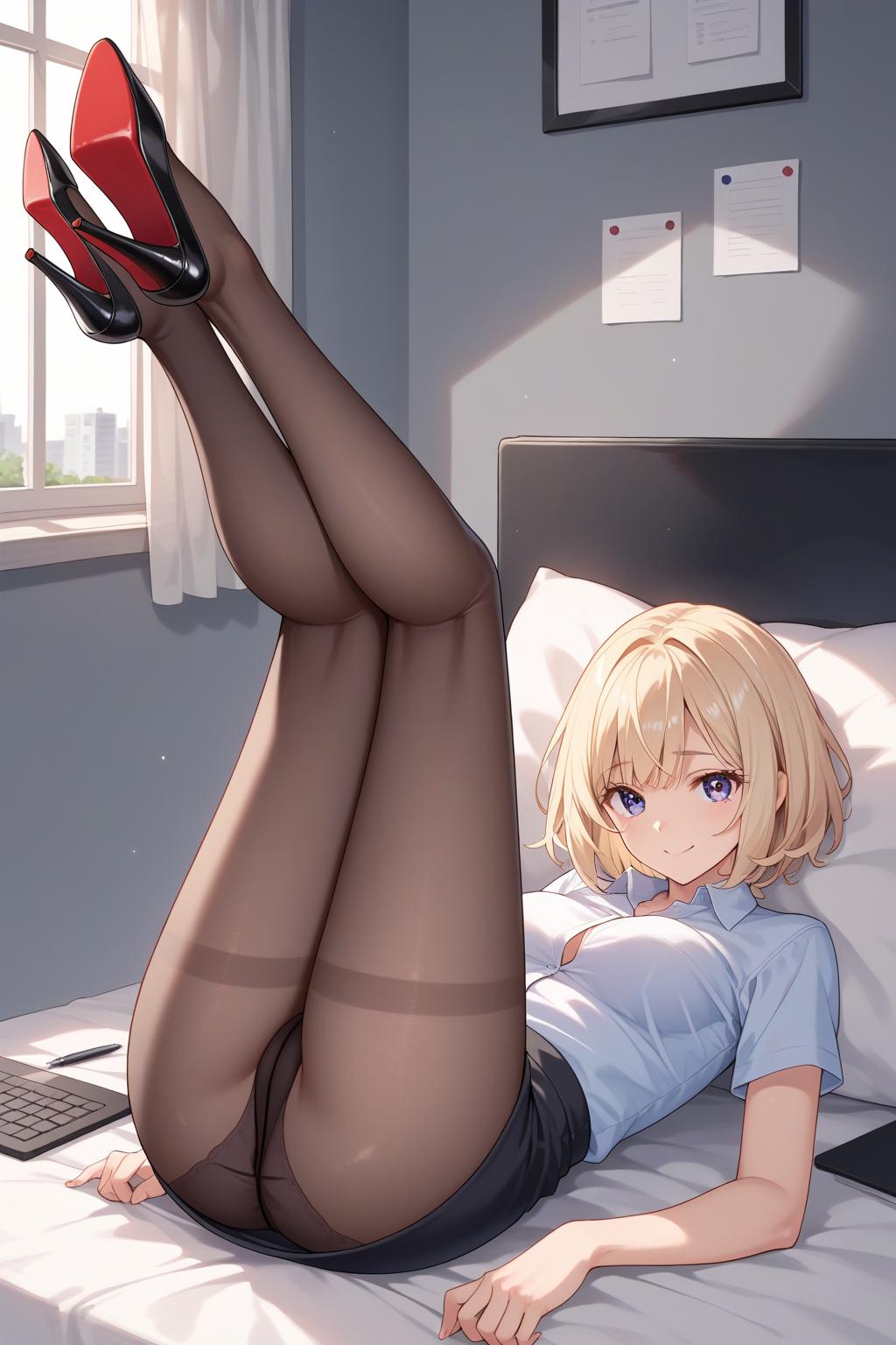 AIバブみ_黒パンスト美脚美女のAIイラスト_127691800_p0