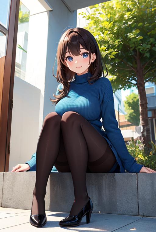 AIバブみ_黒パンスト美脚美女のAIイラスト_121961763_p0