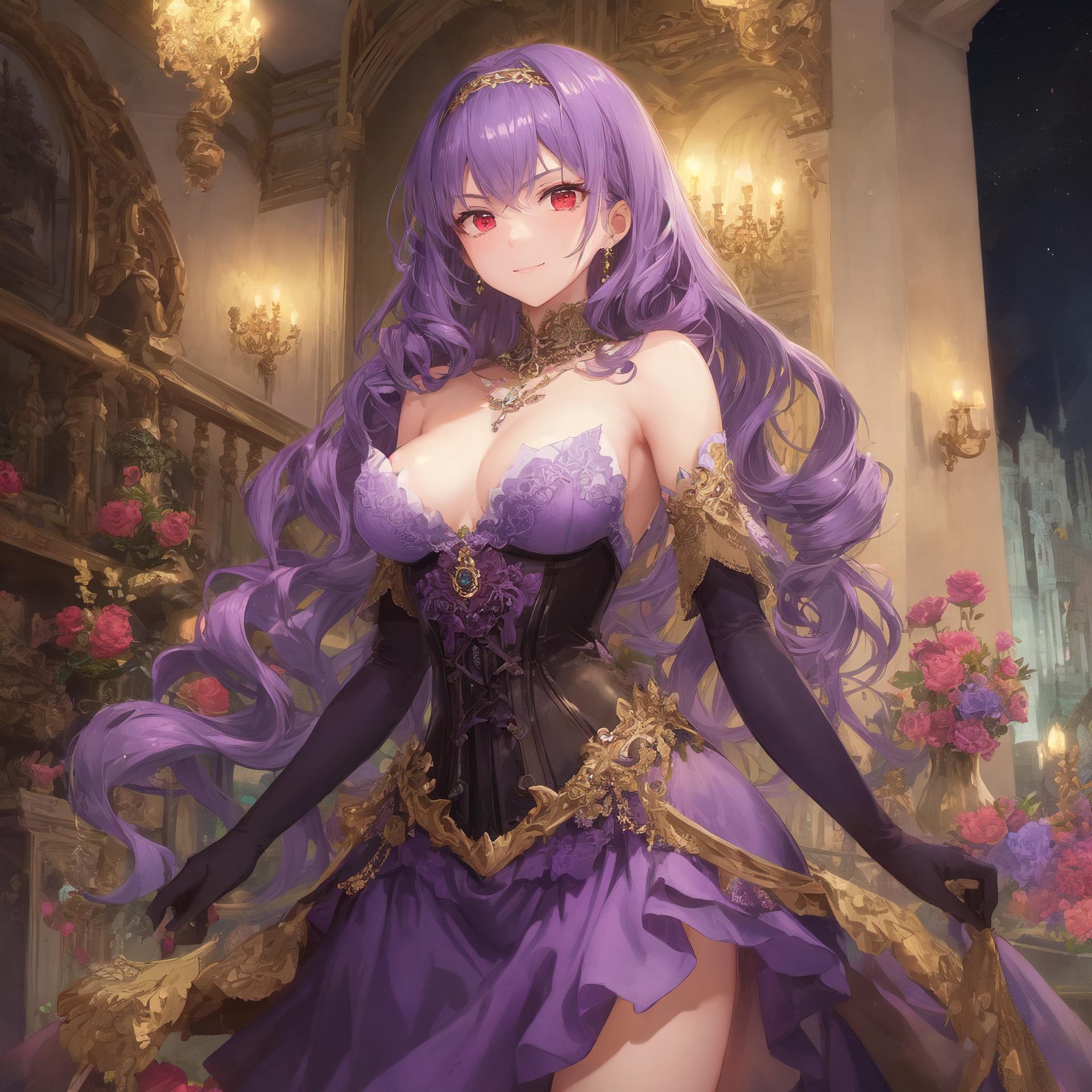 chastity✨AIイラスト_紫髪ロング悪役令嬢ちゃん HolaraAI_128327399_p0