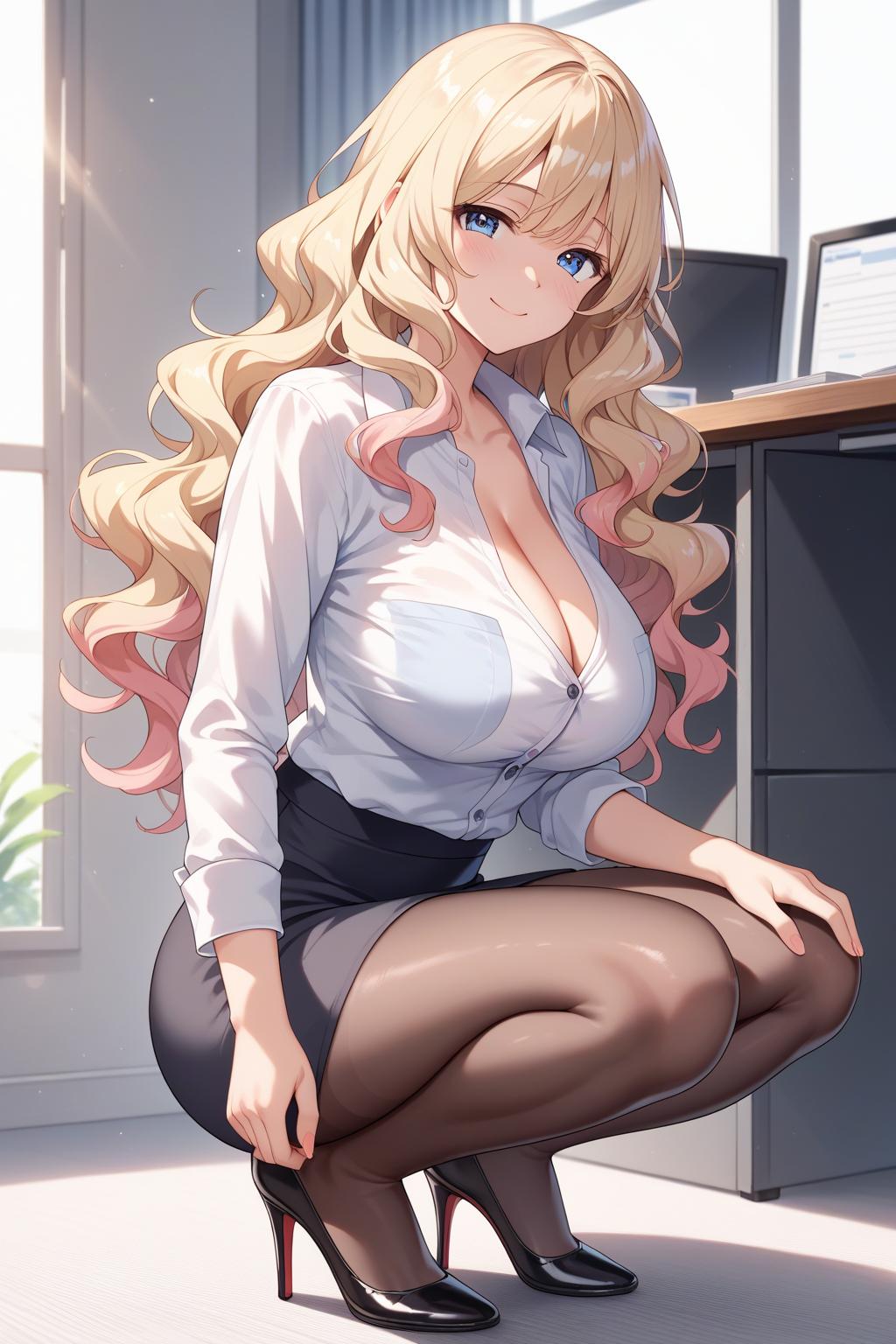 AIバブみ_黒パンスト美脚美女のAIイラスト_128456240_p0