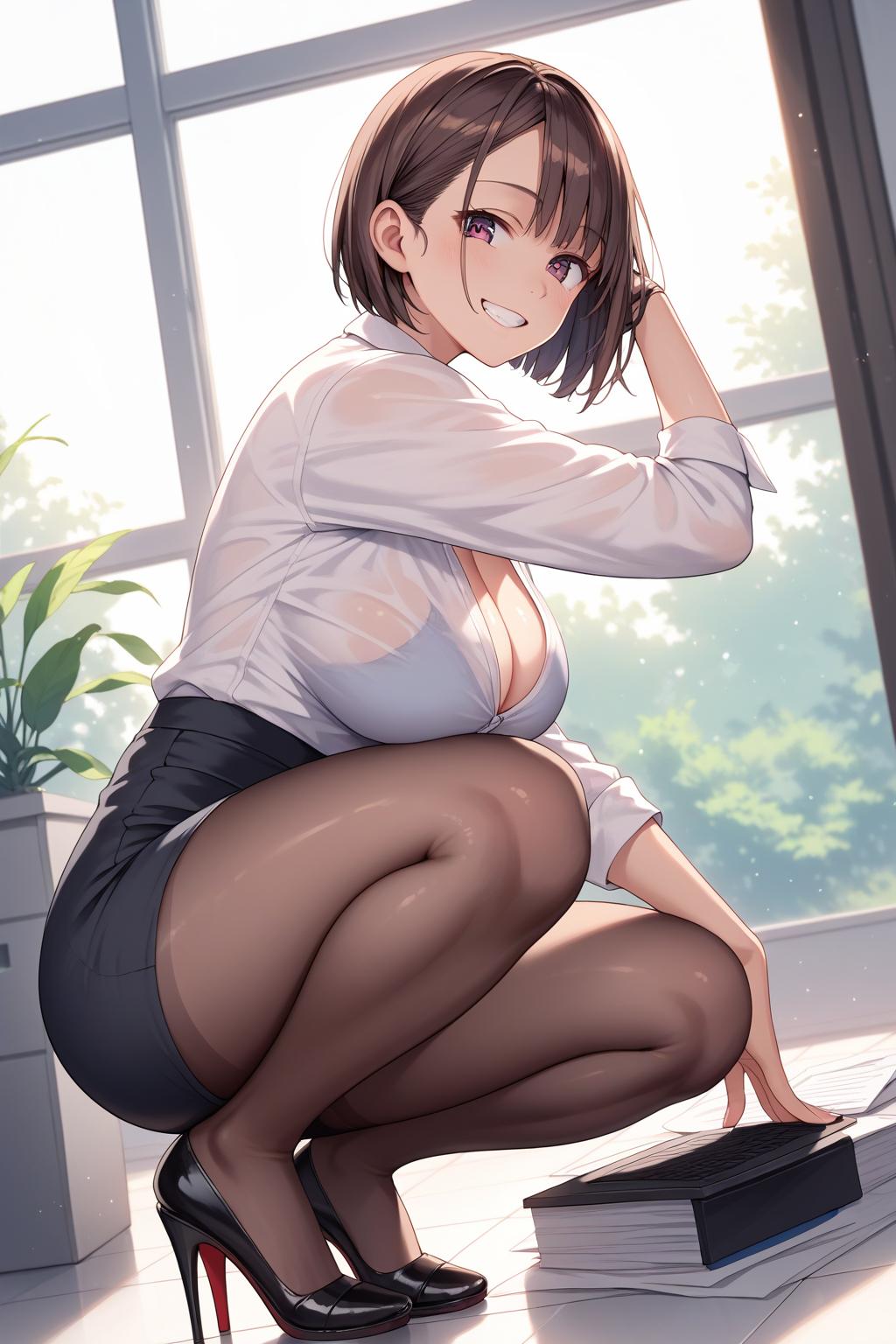 AIバブみ_黒パンスト美脚美女のAIイラスト_128851863_p1