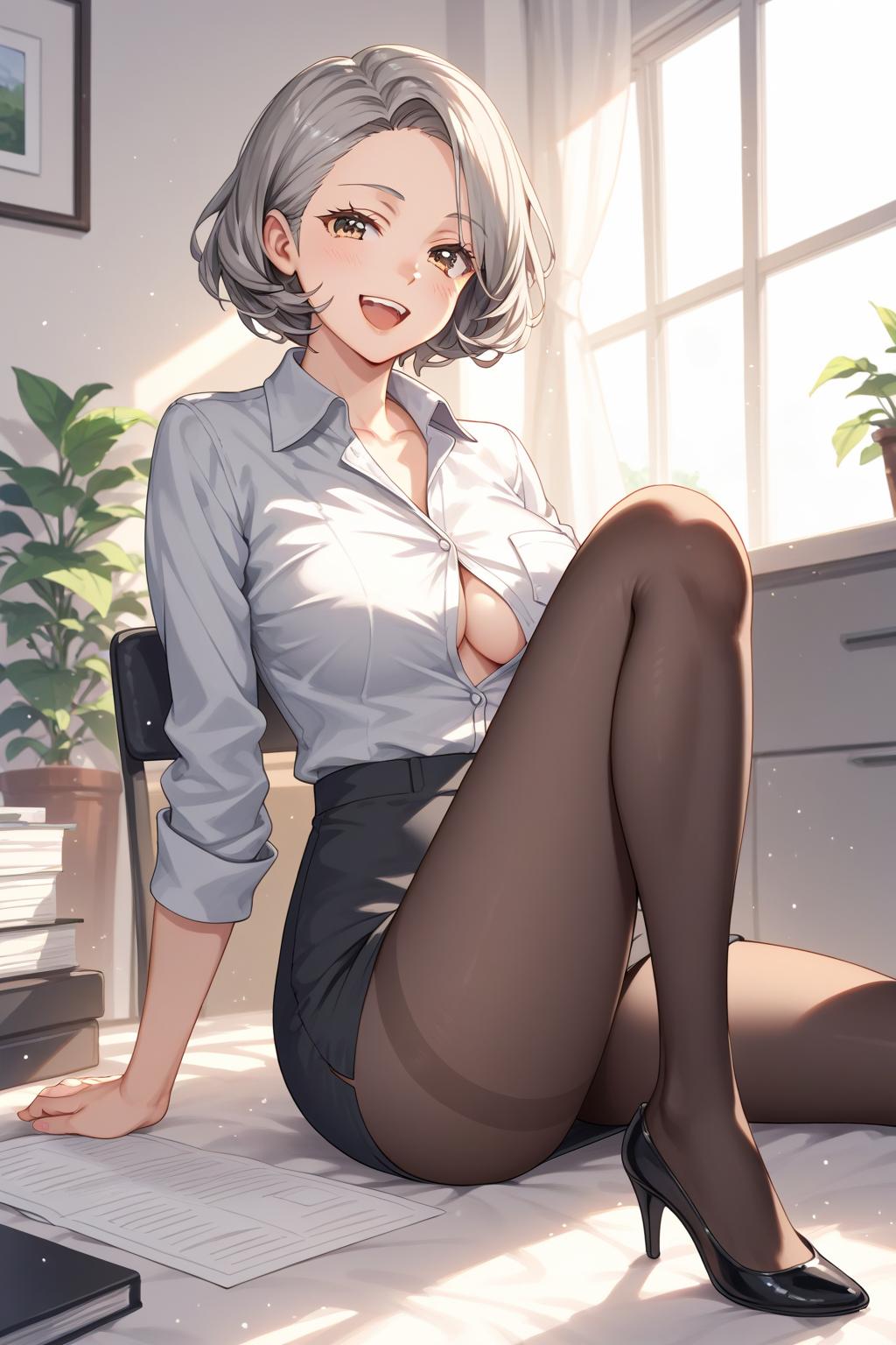 AIバブみ_黒パンスト美脚美女のAIイラスト_128533302_p0
