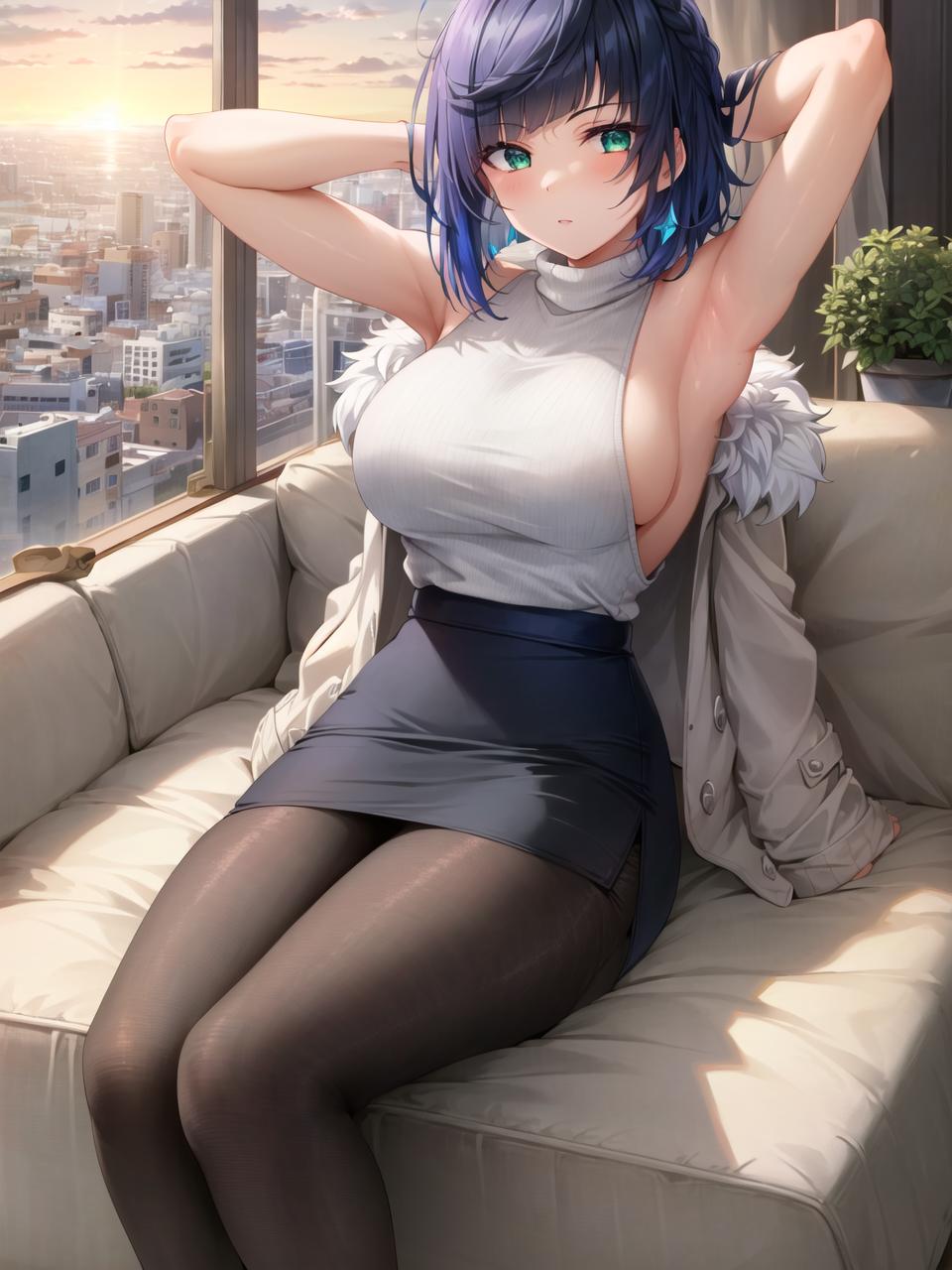 Apel ｜ AI Art_Office Lady ／／ Yelan_105071492_p0