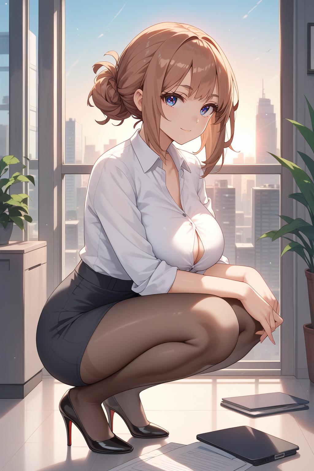 AIバブみ_黒パンスト美脚美女のAIイラスト_127933361_p1
