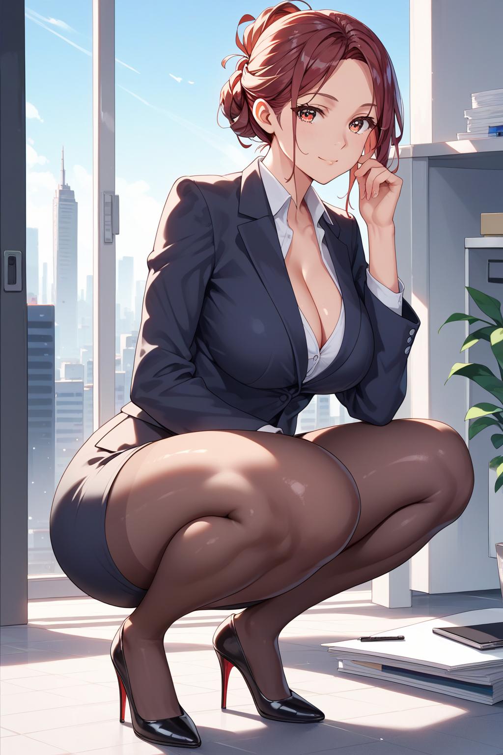AIバブみ_黒パンスト美脚美女のAIイラスト_128568153_p0