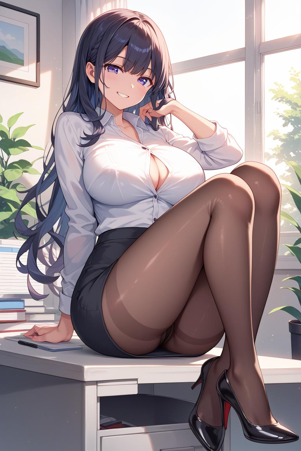 AIバブみ_黒パンスト美脚美女のAIイラスト_128568153_p1