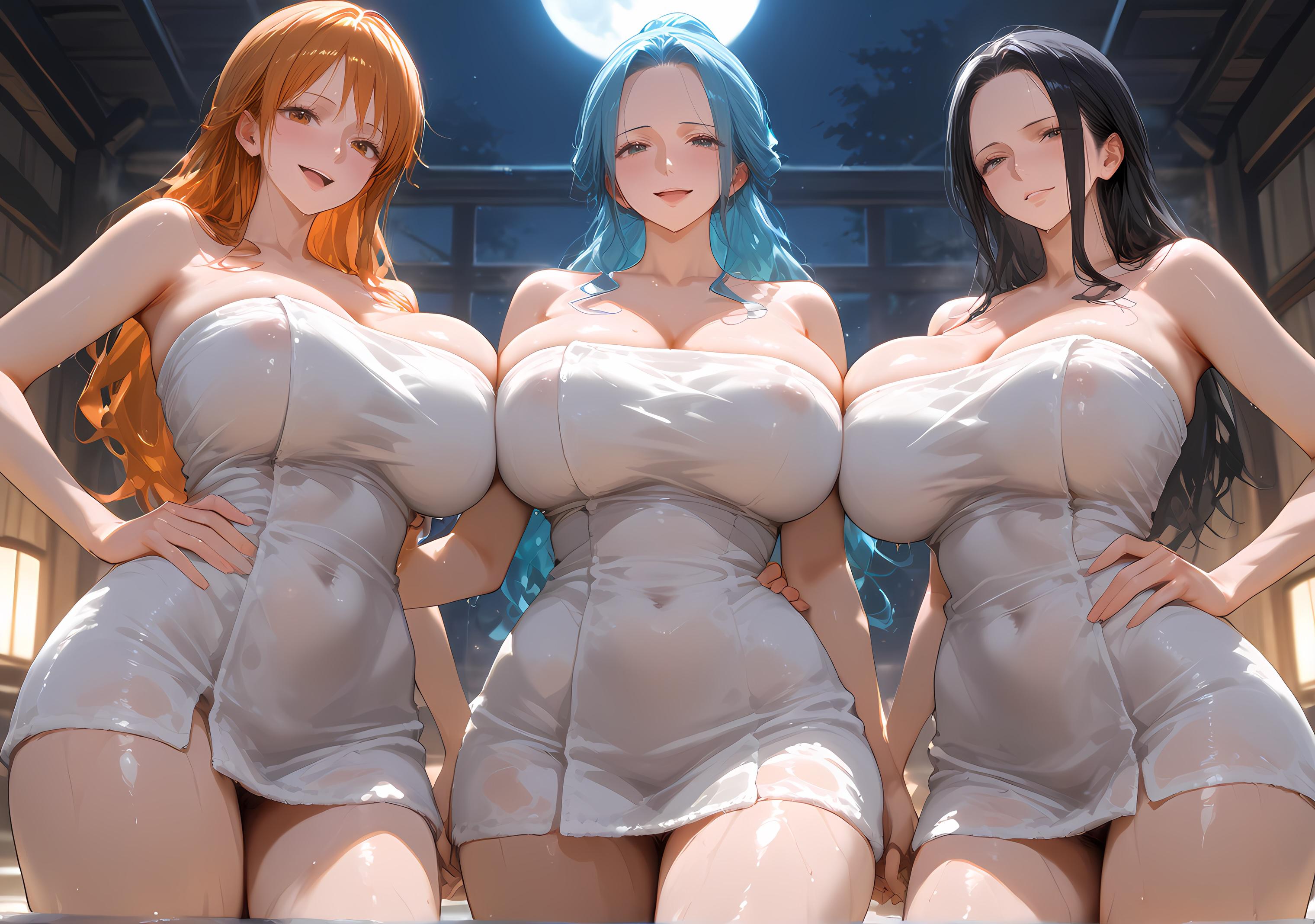 Alan AI_Nami_Robin_Vivi Naked towel_129133385_p2