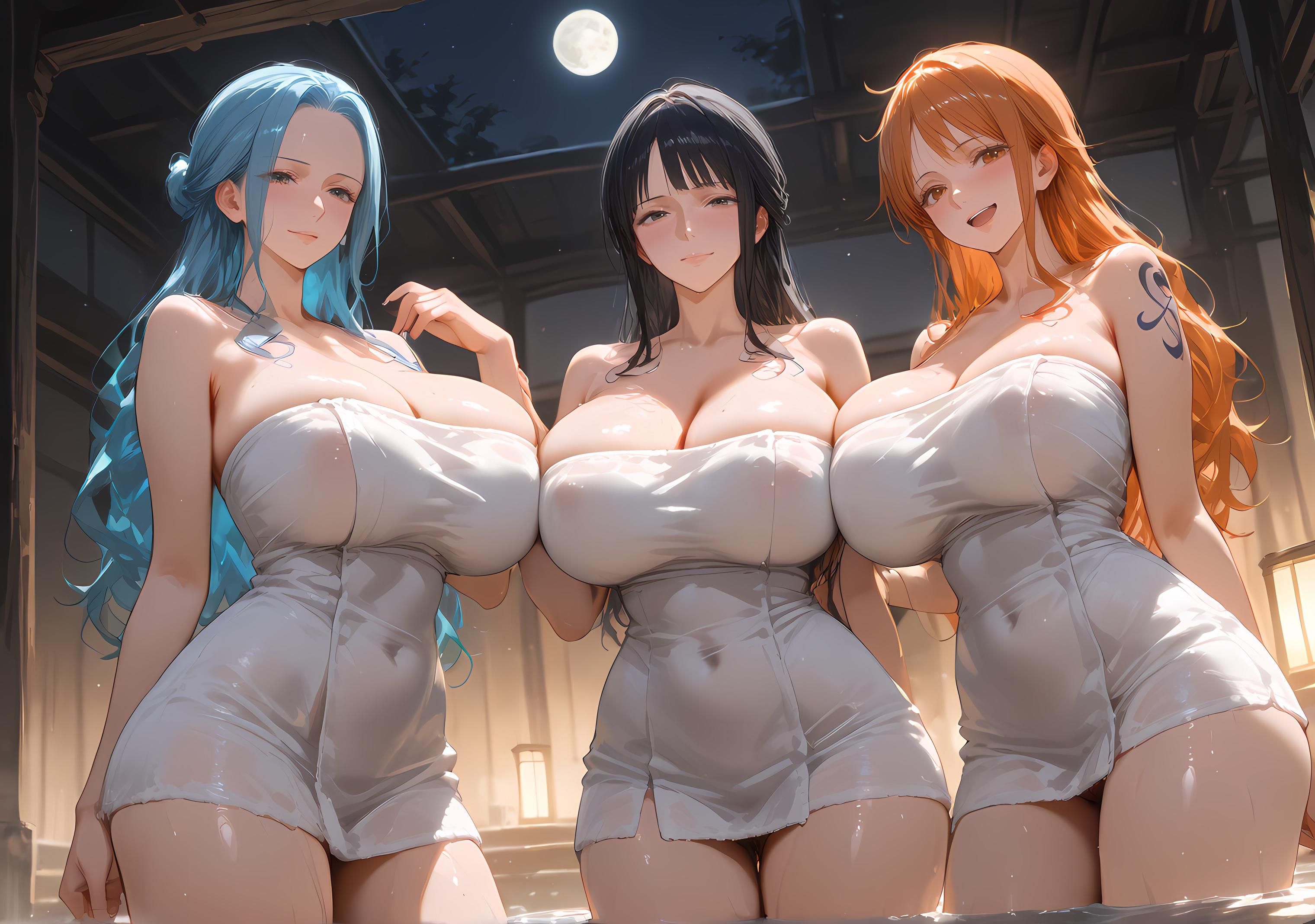 Alan AI_Nami_Robin_Vivi Naked towel_129133385_p4