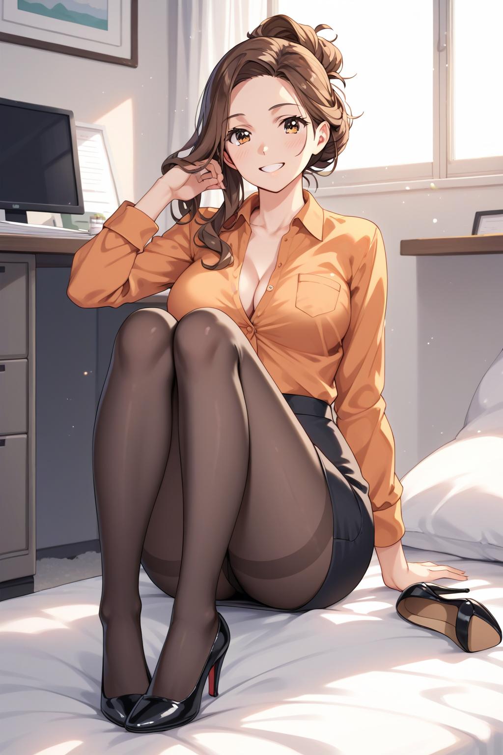 AIバブみ_黒パンスト美脚美女のAIイラスト_128459819_p1