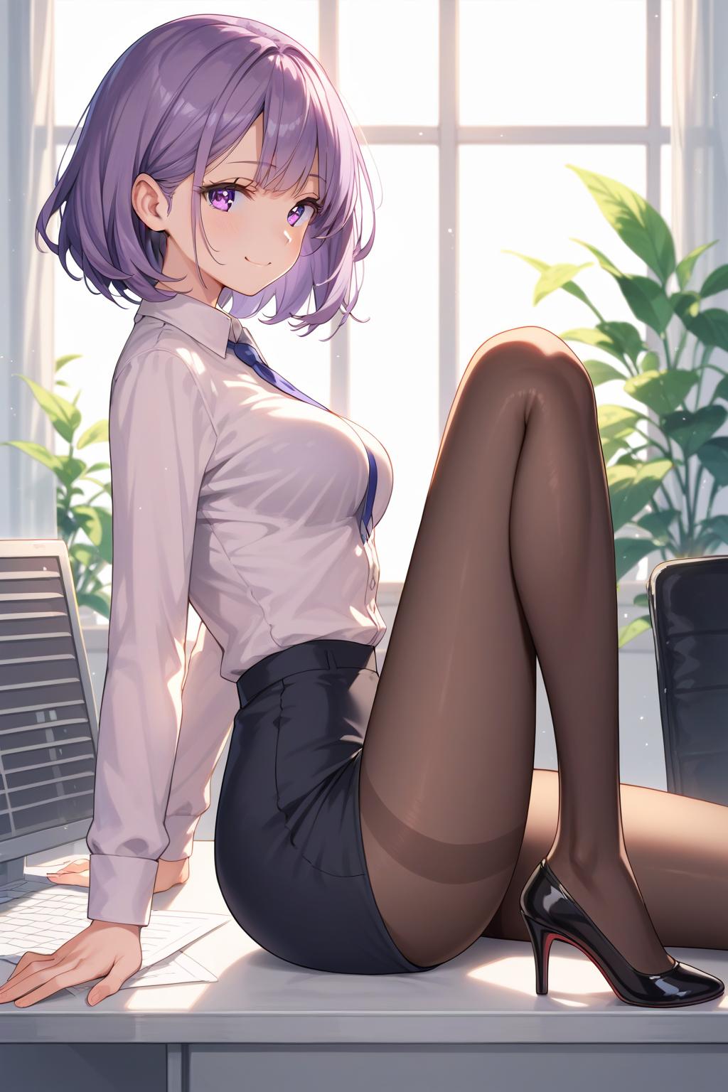 AIバブみ_黒パンスト美脚美女のAIイラスト_128886370_p0