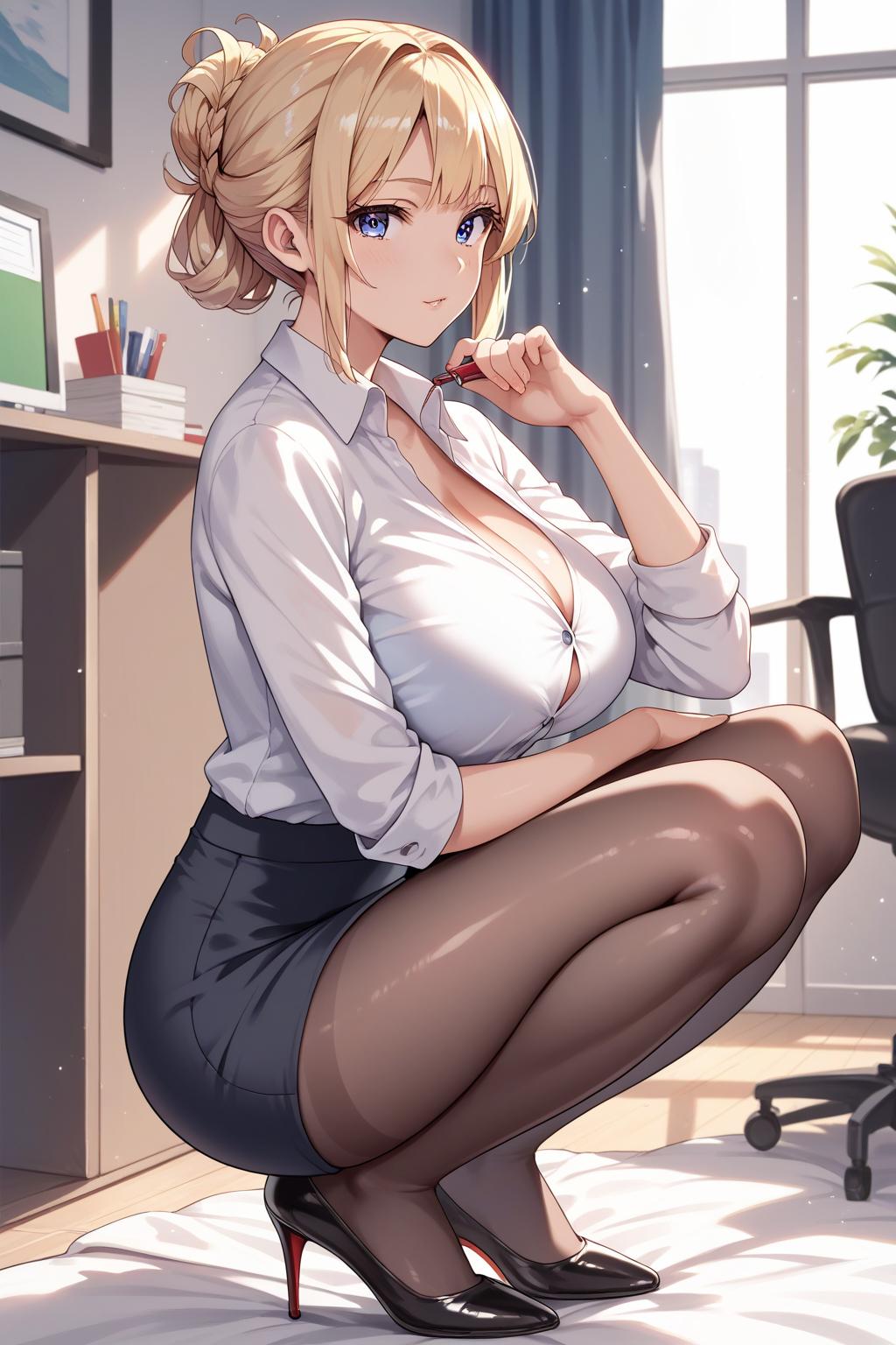 AIバブみ_黒パンスト美脚美女のAIイラスト_127965223_p1
