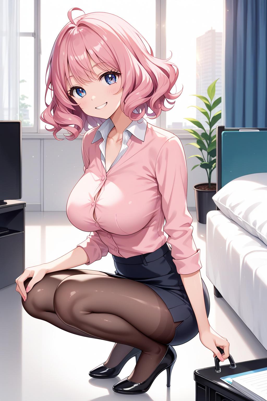 AIバブみ_黒パンスト美脚美女のAIイラスト_129234792_p0