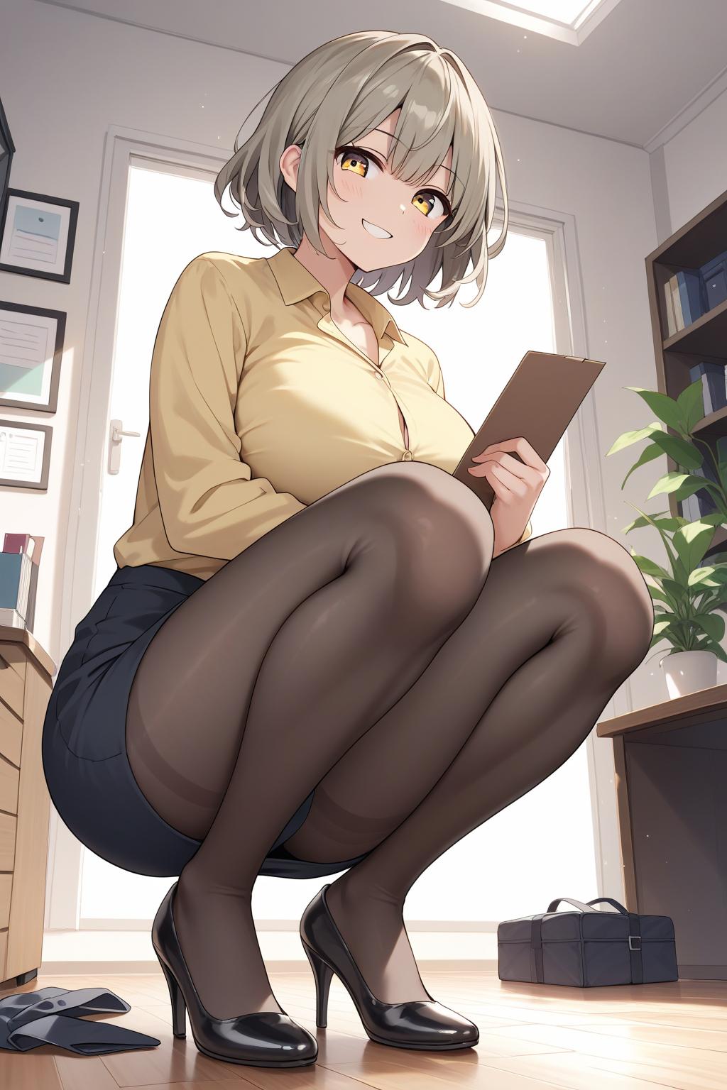 AIバブみ_黒パンスト美脚美女のAIイラスト_129314892_p0