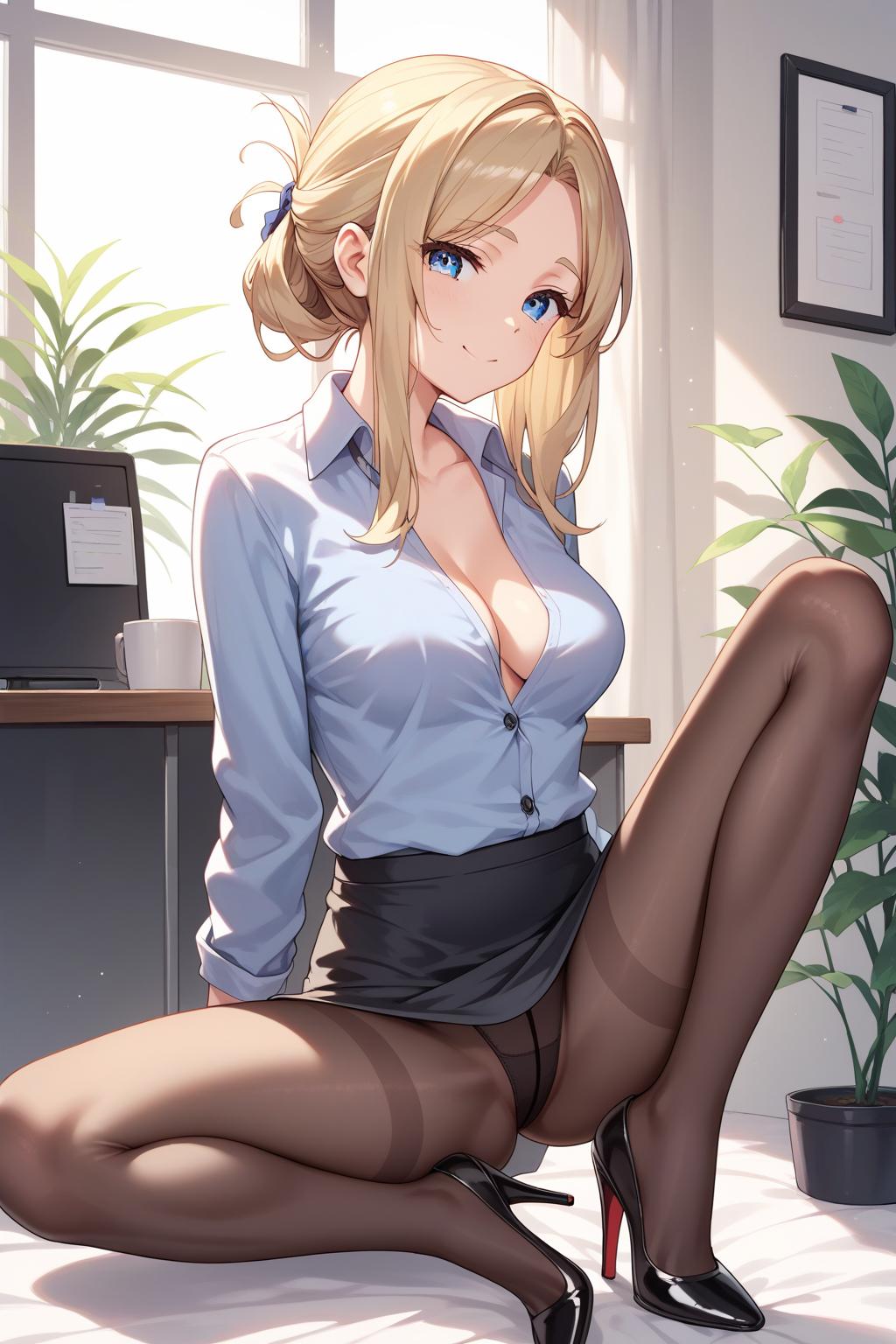 AIバブみ_黒パンスト美脚美女のAIイラスト_129238647_p0