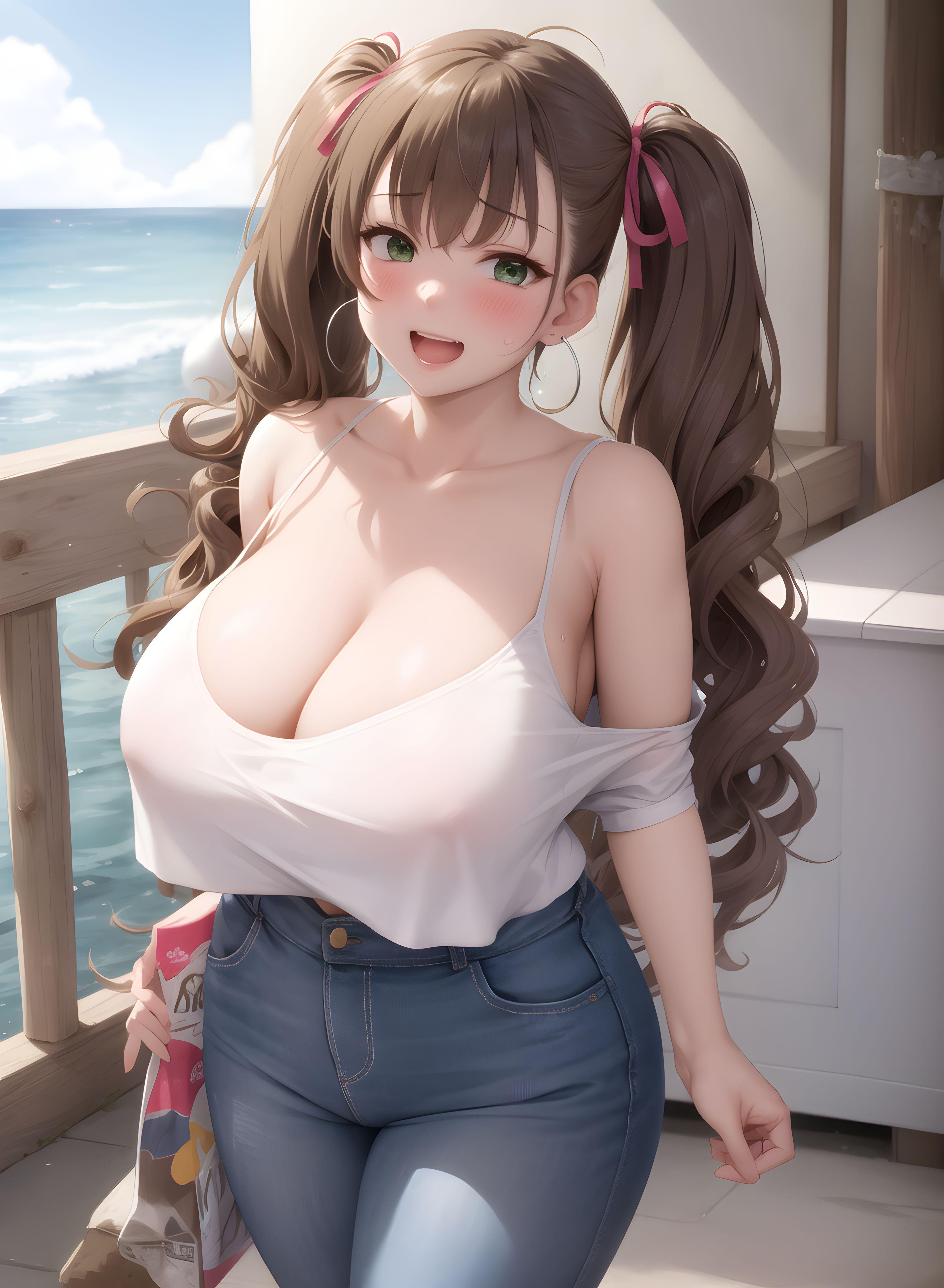 AI-Generator_【AI】茶髪碧眼少女／私服／透け服／爆乳２_112216020_p3