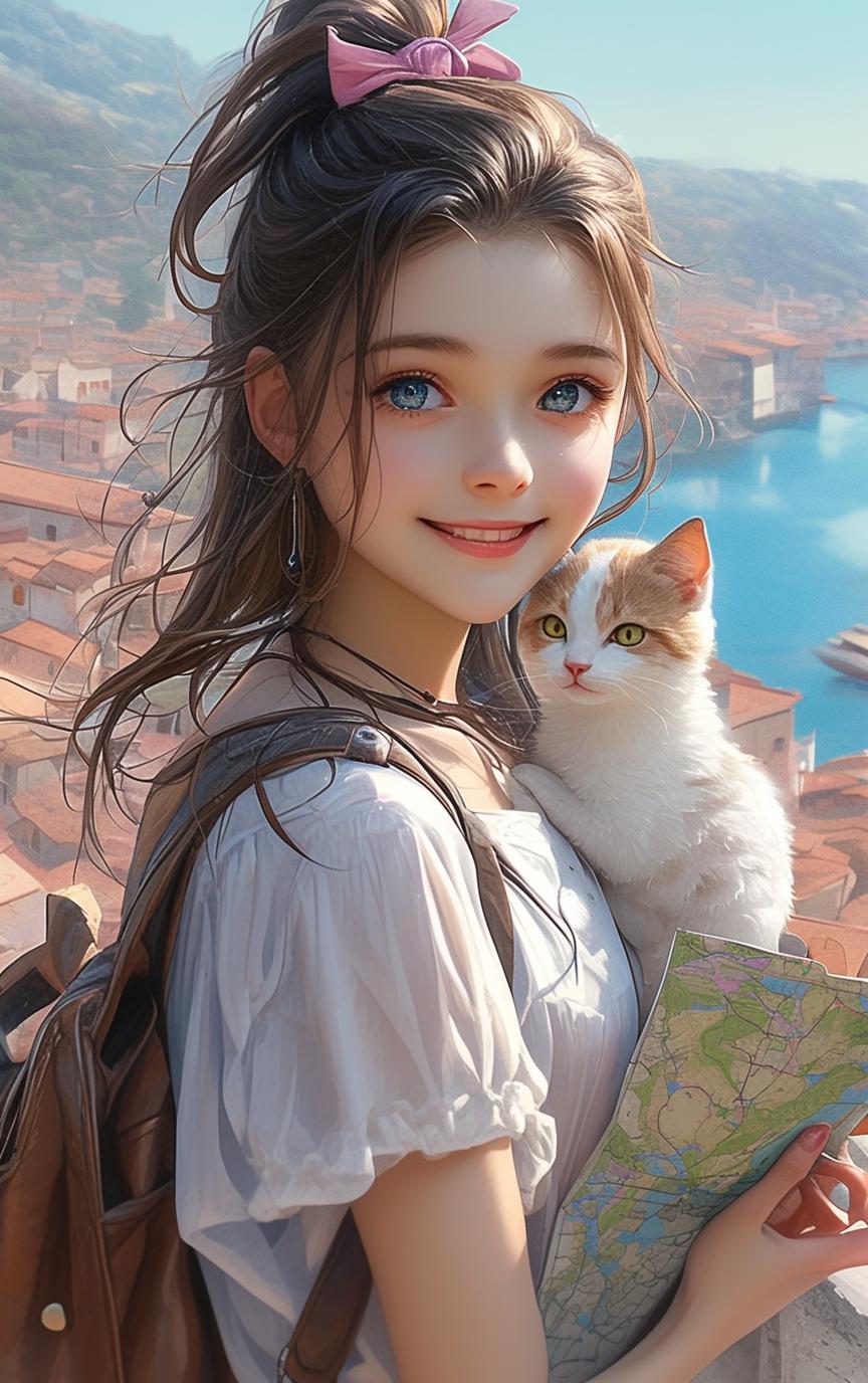 Natsuki_俏丽な少女と彼女のいたずらっ子の猫_117902645_p2