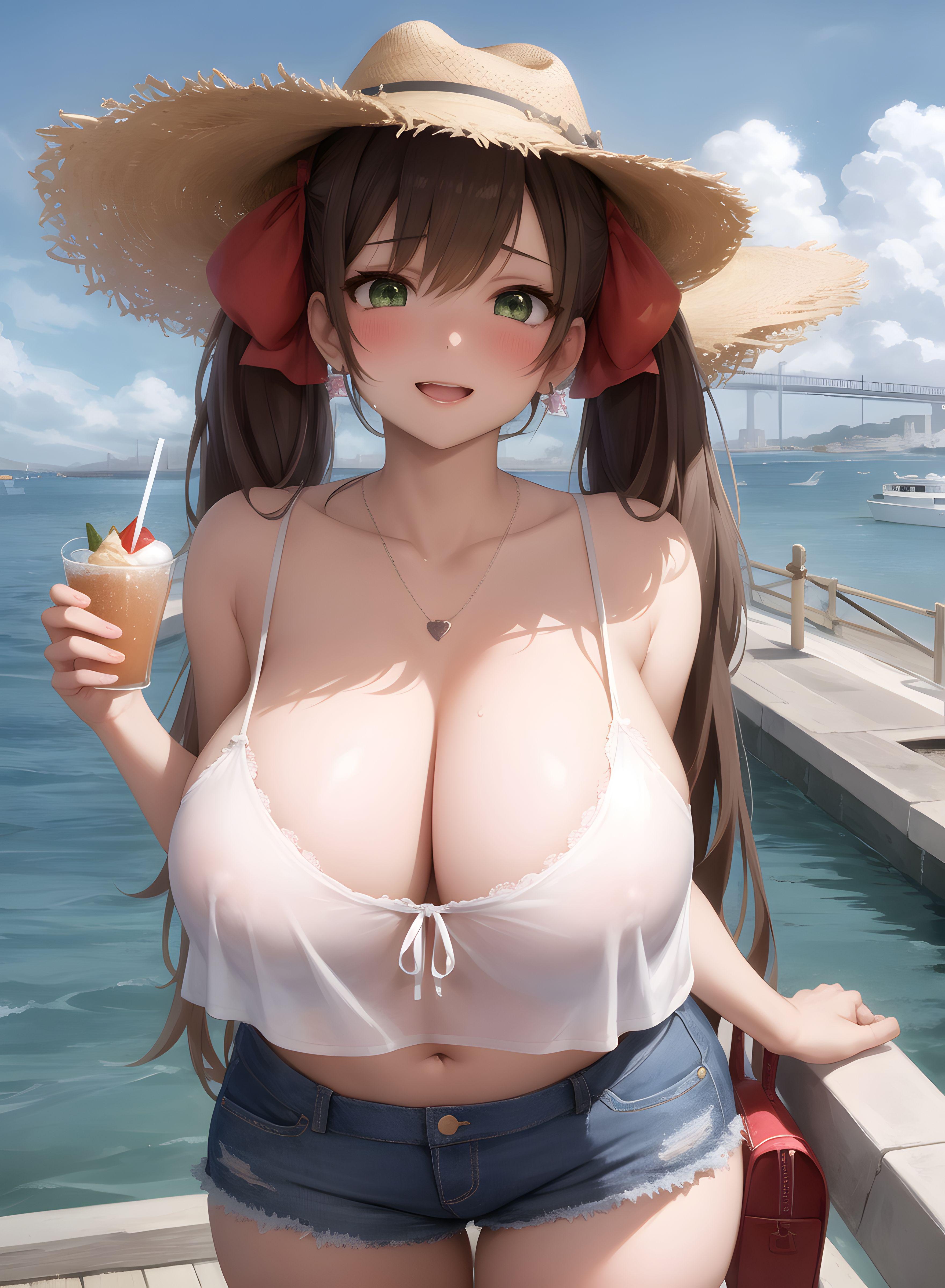 AI-Generator_【AI】茶髪碧眼少女／私服／透け服／爆乳３_112241774_p22