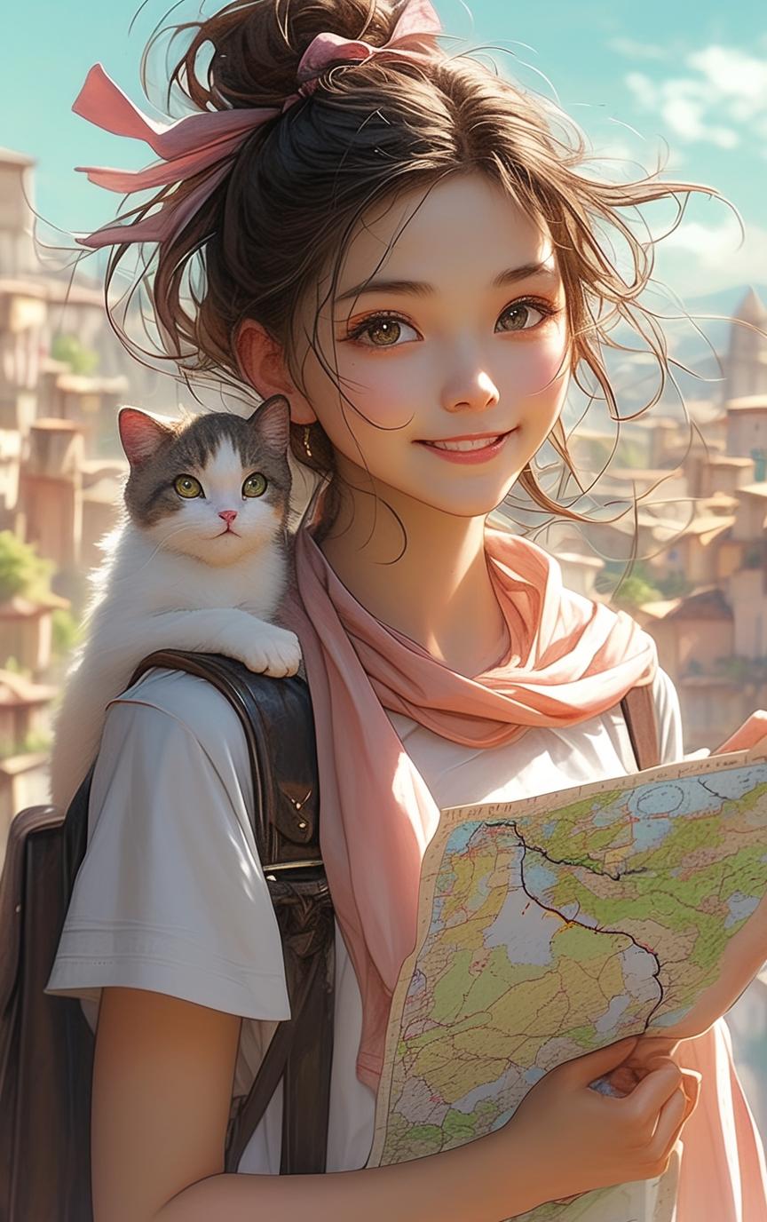 Natsuki_俏丽な少女と彼女のいたずらっ子の猫_117863881_p3