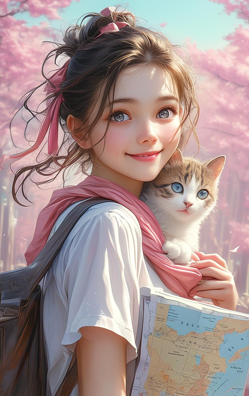 Natsuki_俏丽な少女と彼女のいたずらっ子の猫_117863881_p2