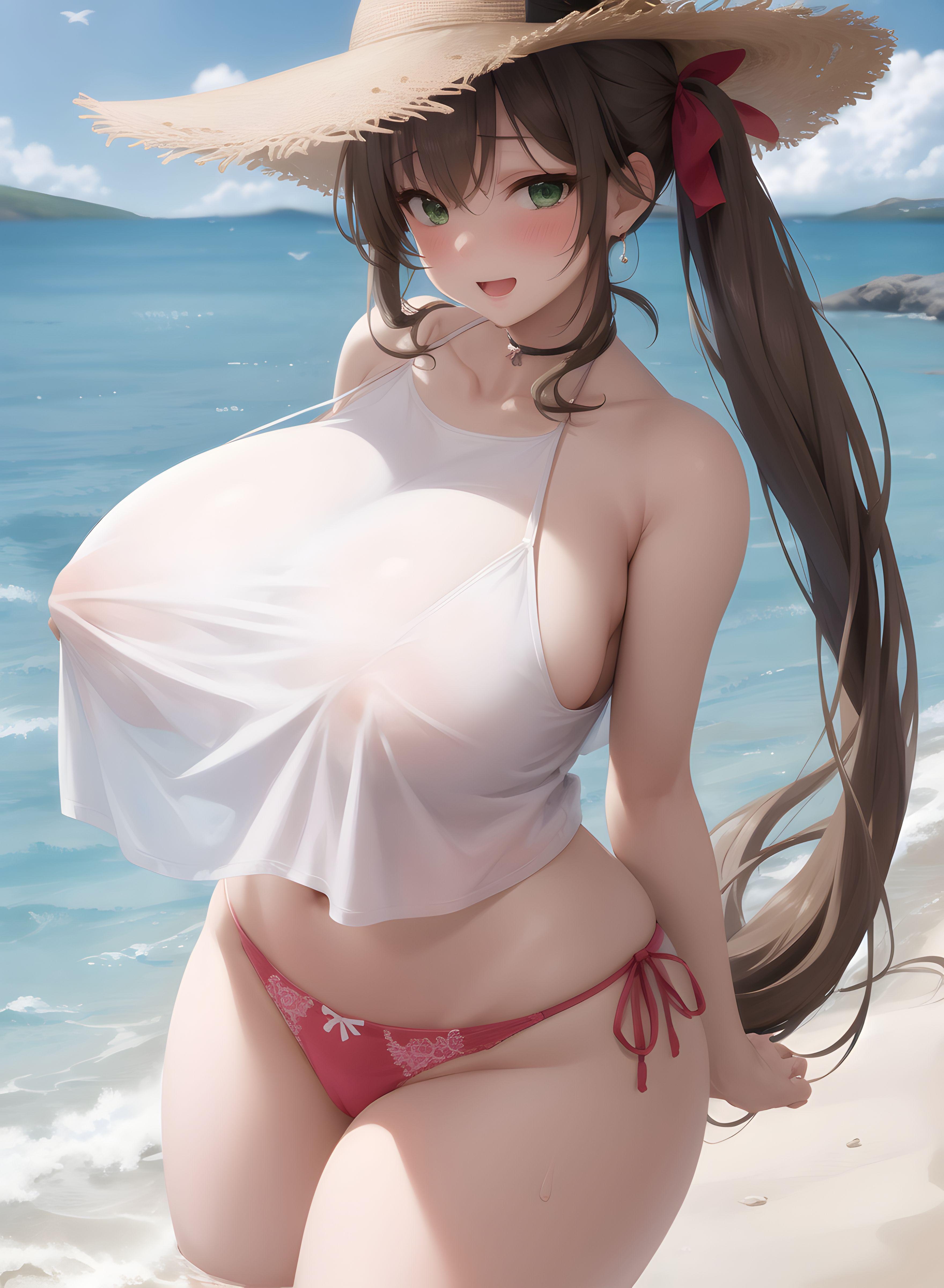 AI-Generator_【AI】茶髪碧眼少女／私服／透け服／爆乳２_112216020_p19