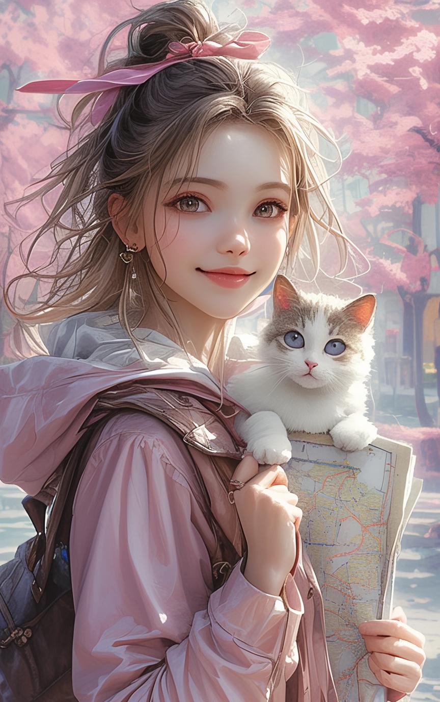 Natsuki_俏丽な少女と彼女のいたずらっ子の猫_117902645_p1