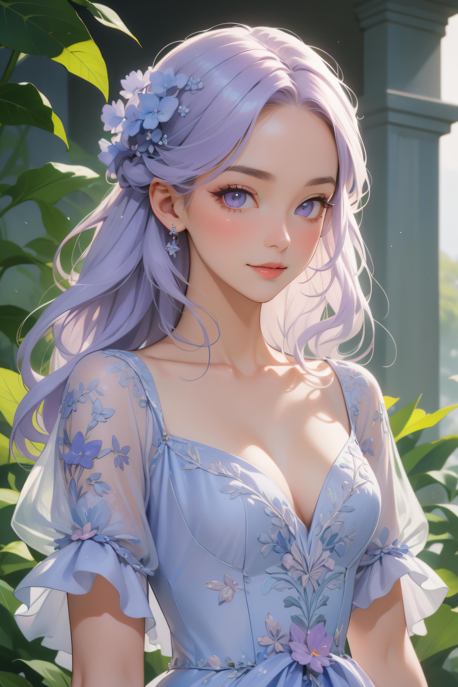 Sunday_Wang_紫发_柔美泡泡袖裙_117568267_p1