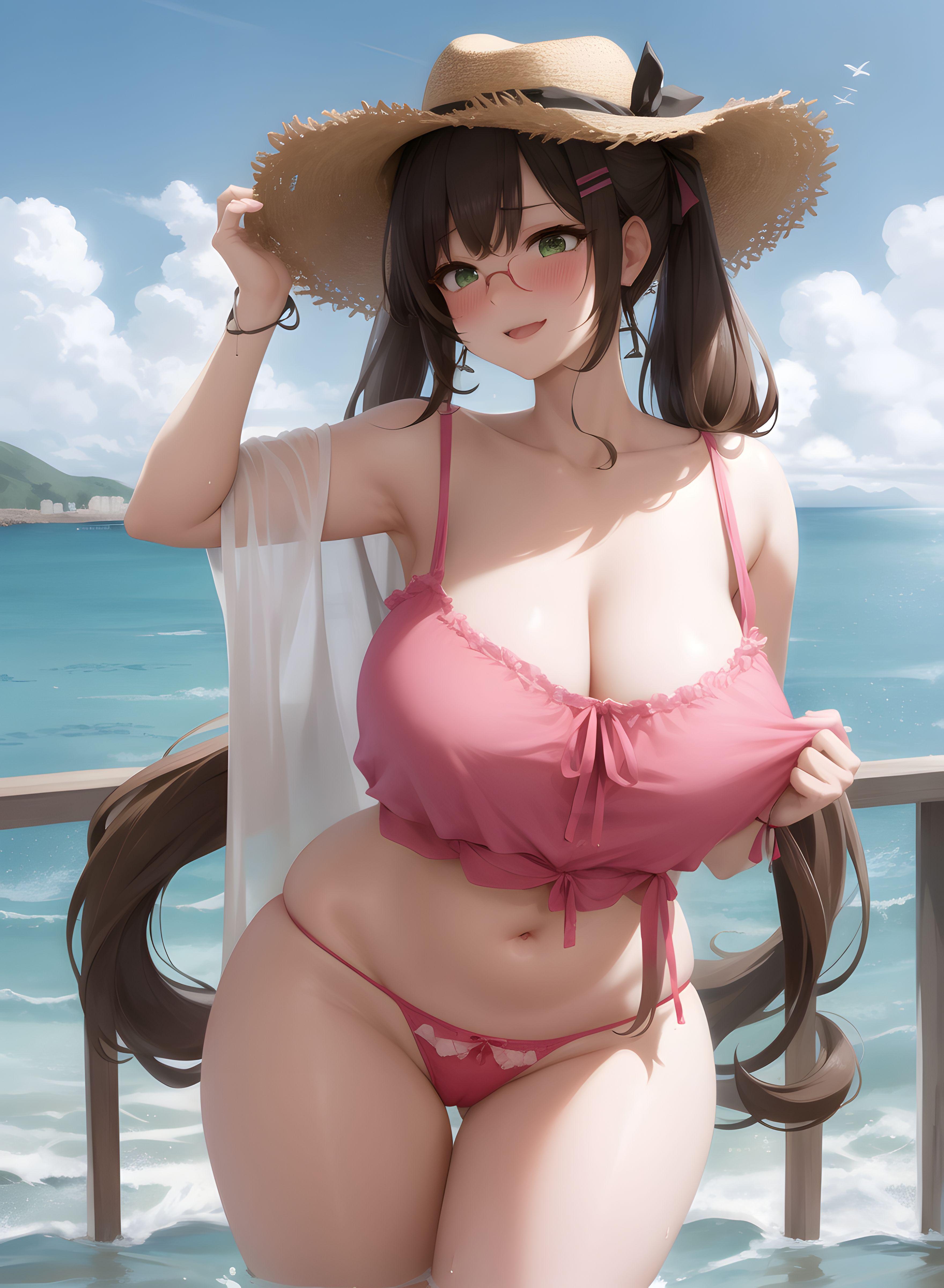 AI-Generator_【AI】茶髪碧眼少女／私服／透け服／爆乳３_112241774_p30