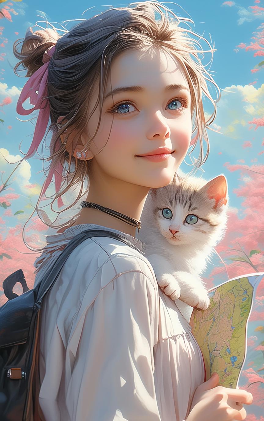 Natsuki_俏丽な少女と彼女のいたずらっ子の猫_117902645_p6