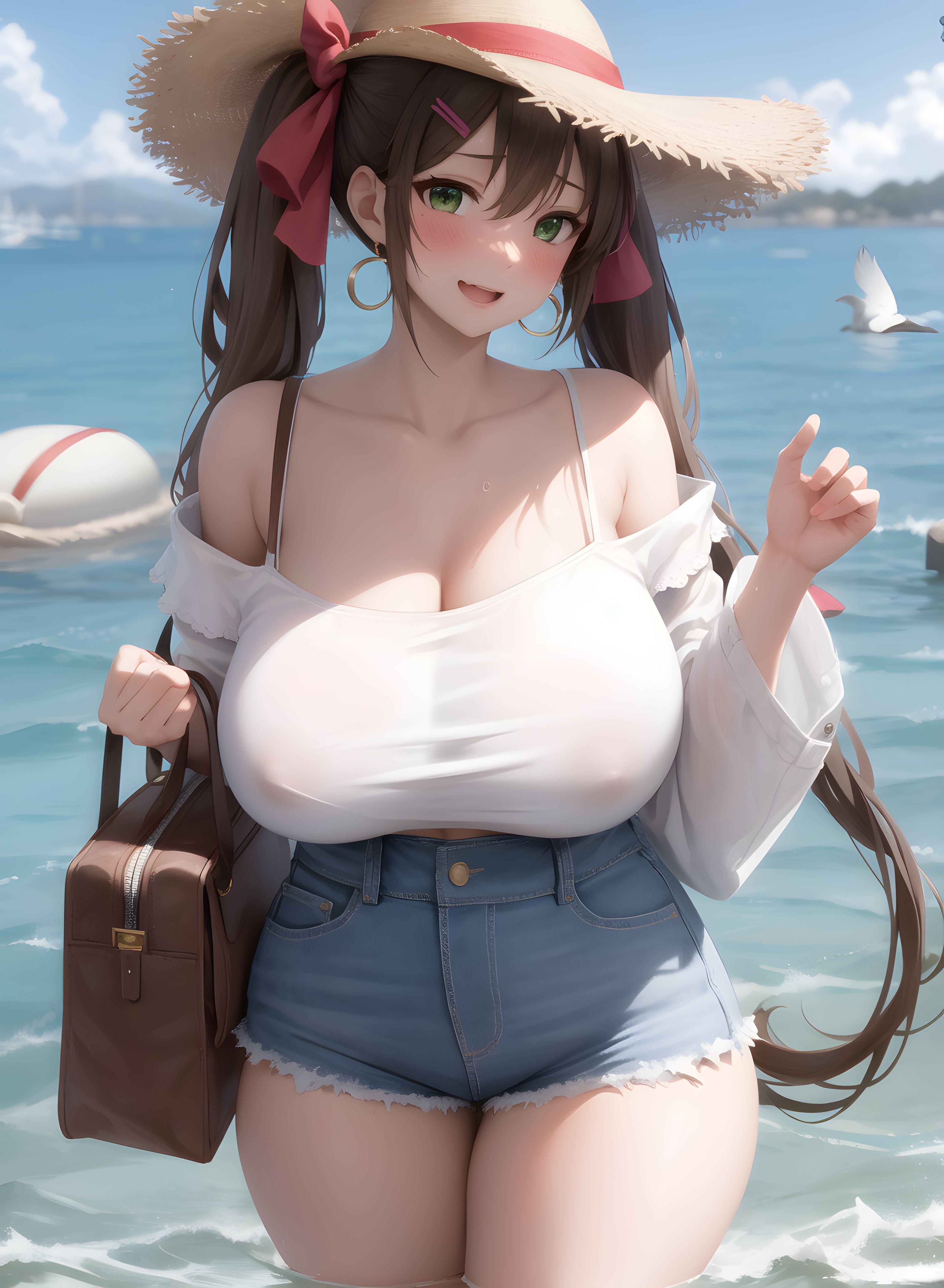 AI-Generator_【AI】茶髪碧眼少女／私服／透け服／爆乳３_112241774_p8