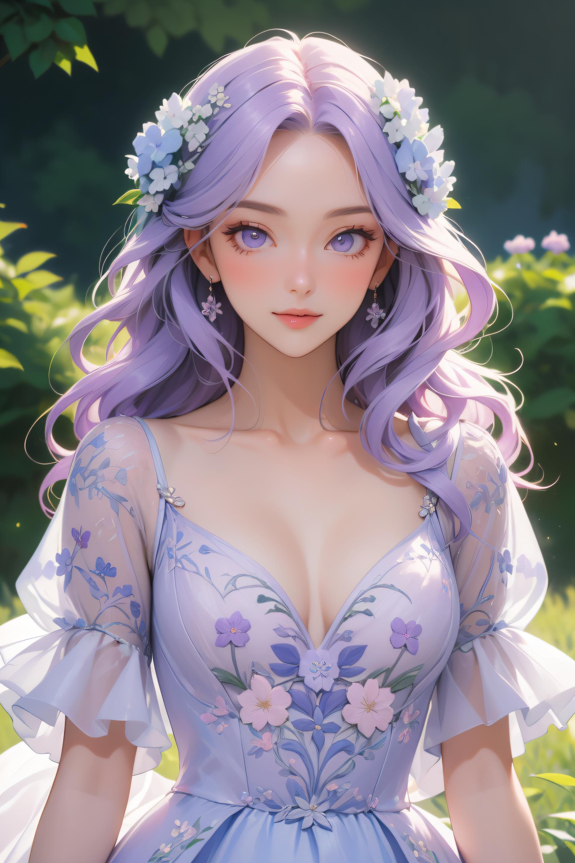 Sunday_Wang_紫发_柔美泡泡袖裙_117568267_p0