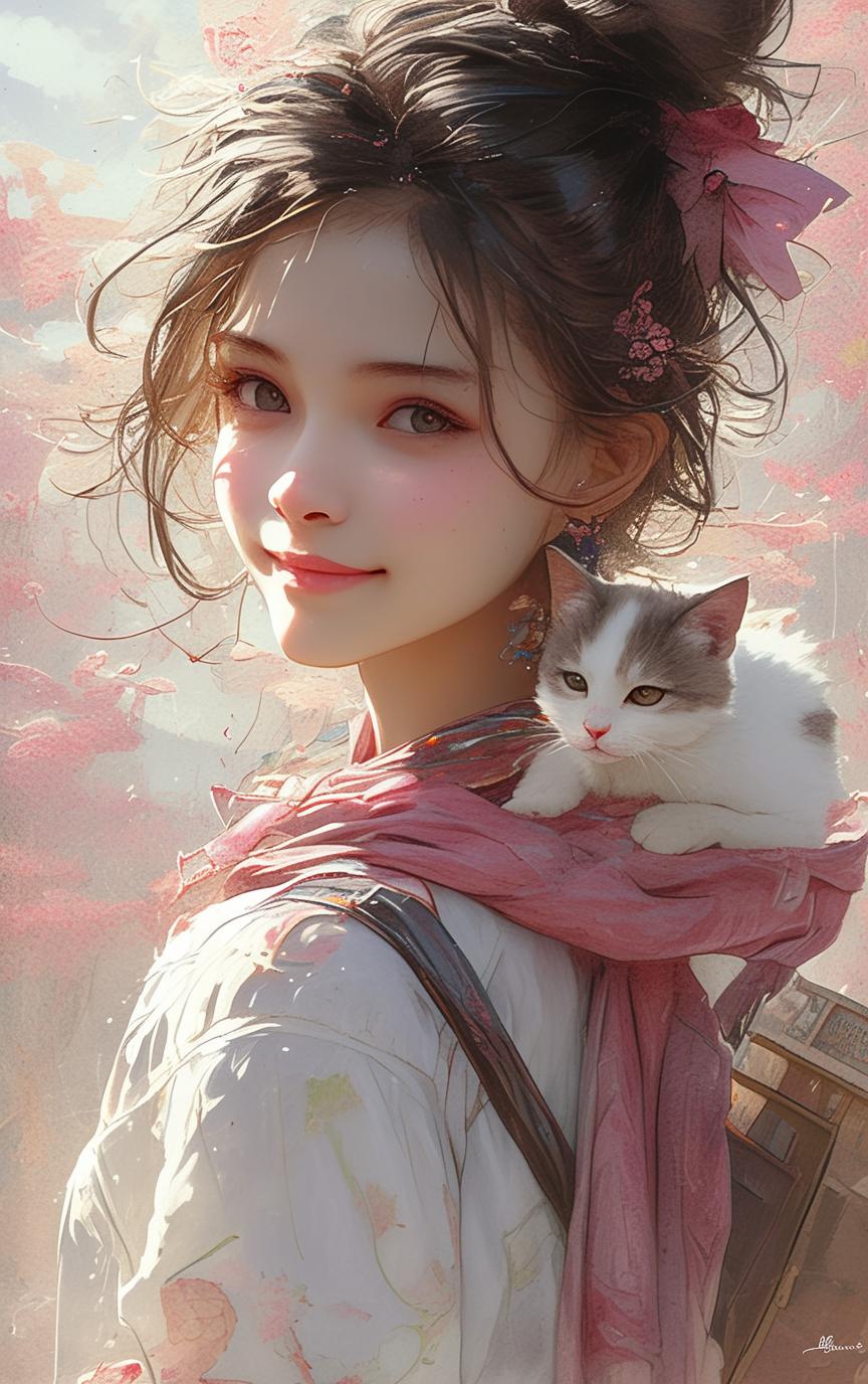 Natsuki_俏丽な少女と彼女のいたずらっ子の猫_117902645_p4