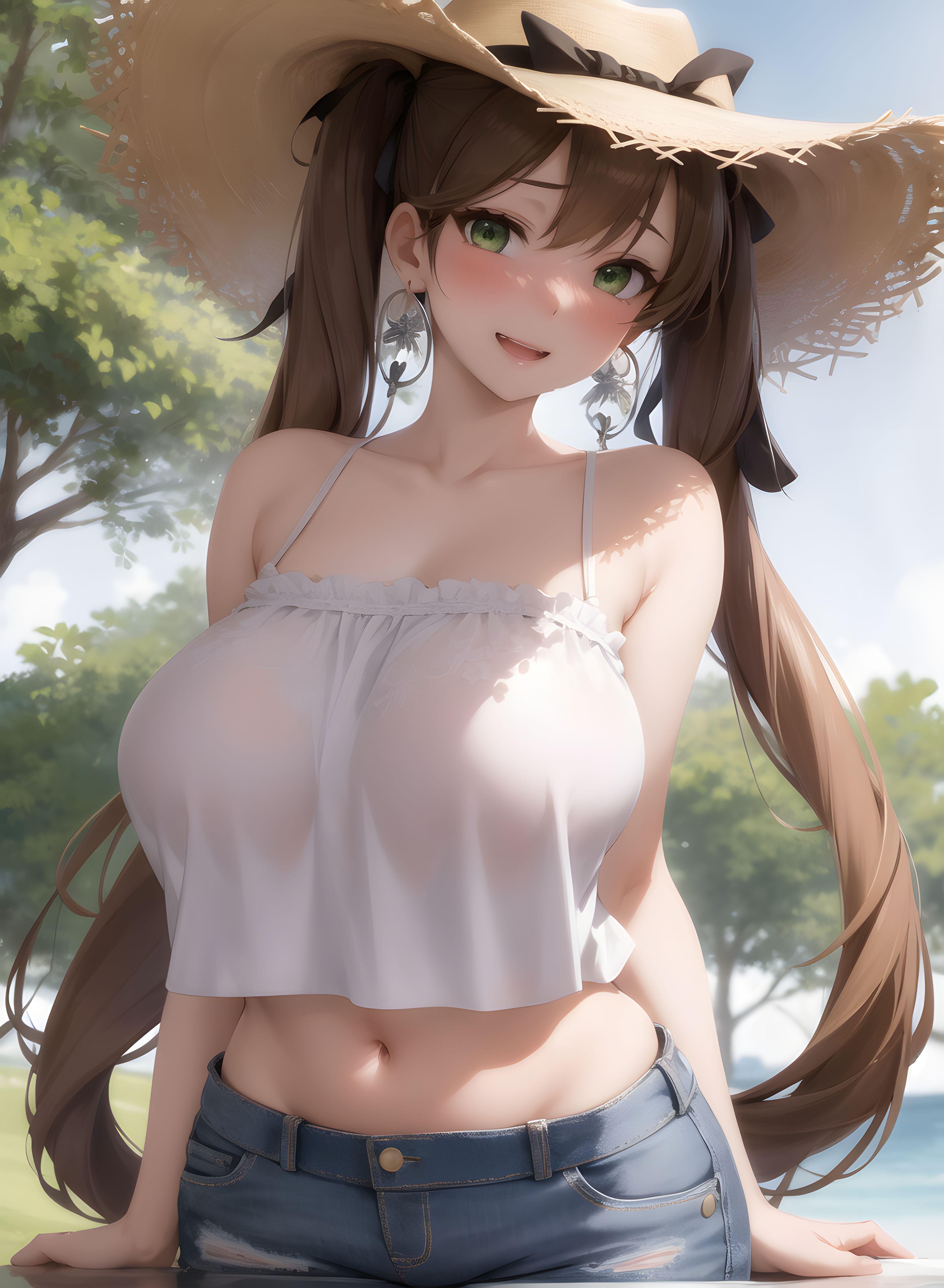 AI-Generator_【AI】茶髪碧眼少女／私服／透け服／爆乳_112075790_p2