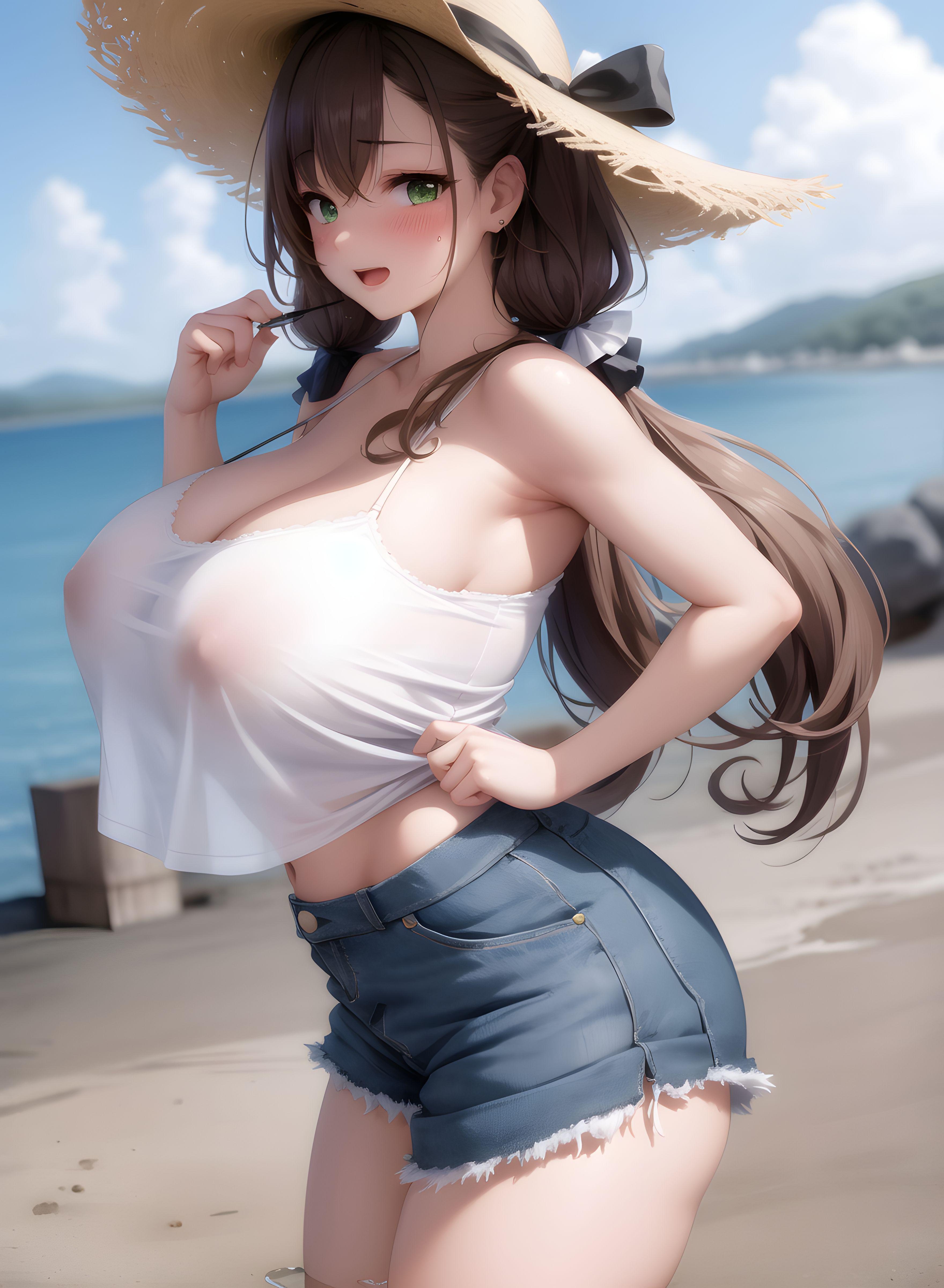 AI-Generator_【AI】茶髪碧眼少女／私服／透け服／爆乳２_112216020_p9