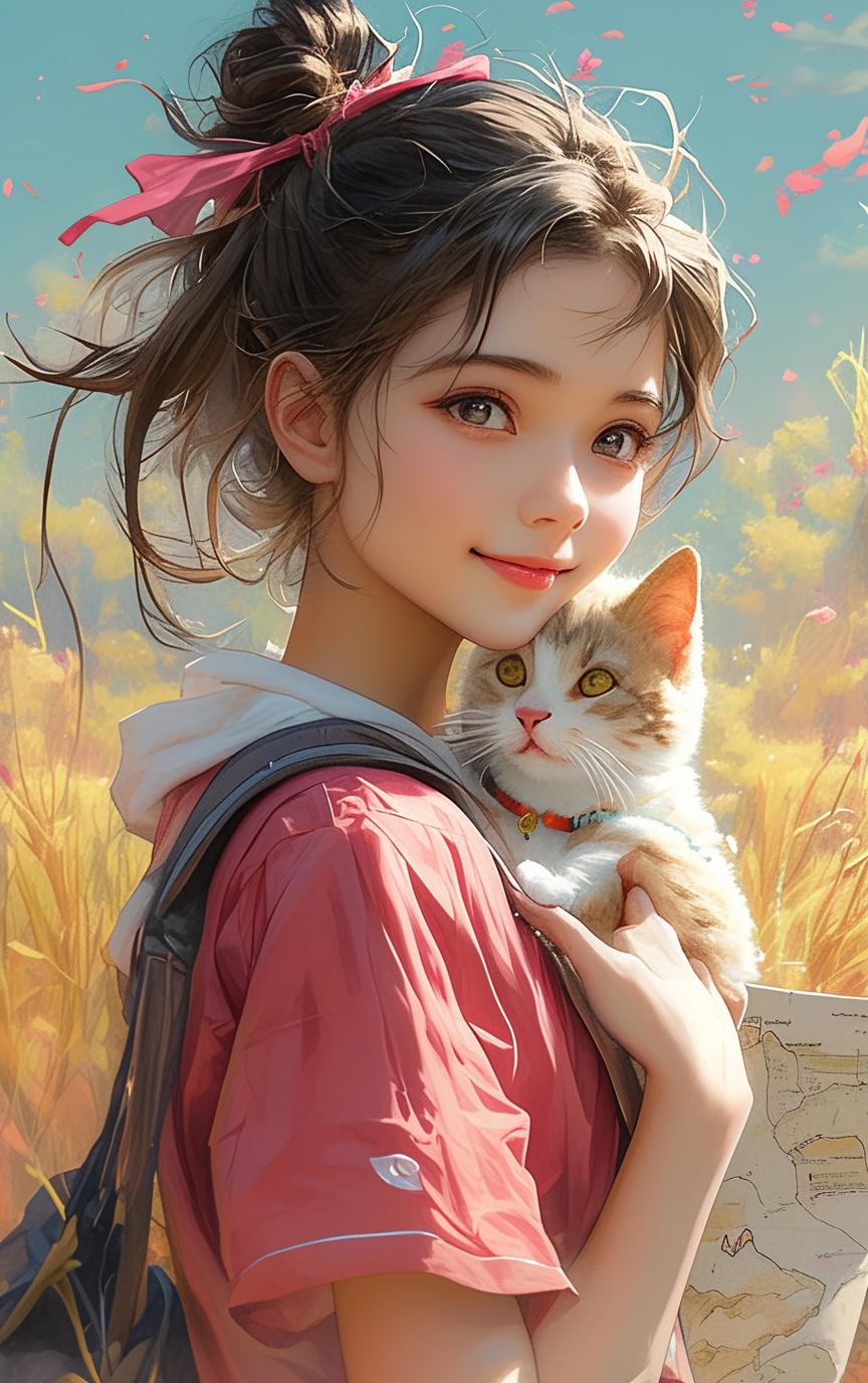 Natsuki_俏丽な少女と彼女のいたずらっ子の猫_117902645_p3