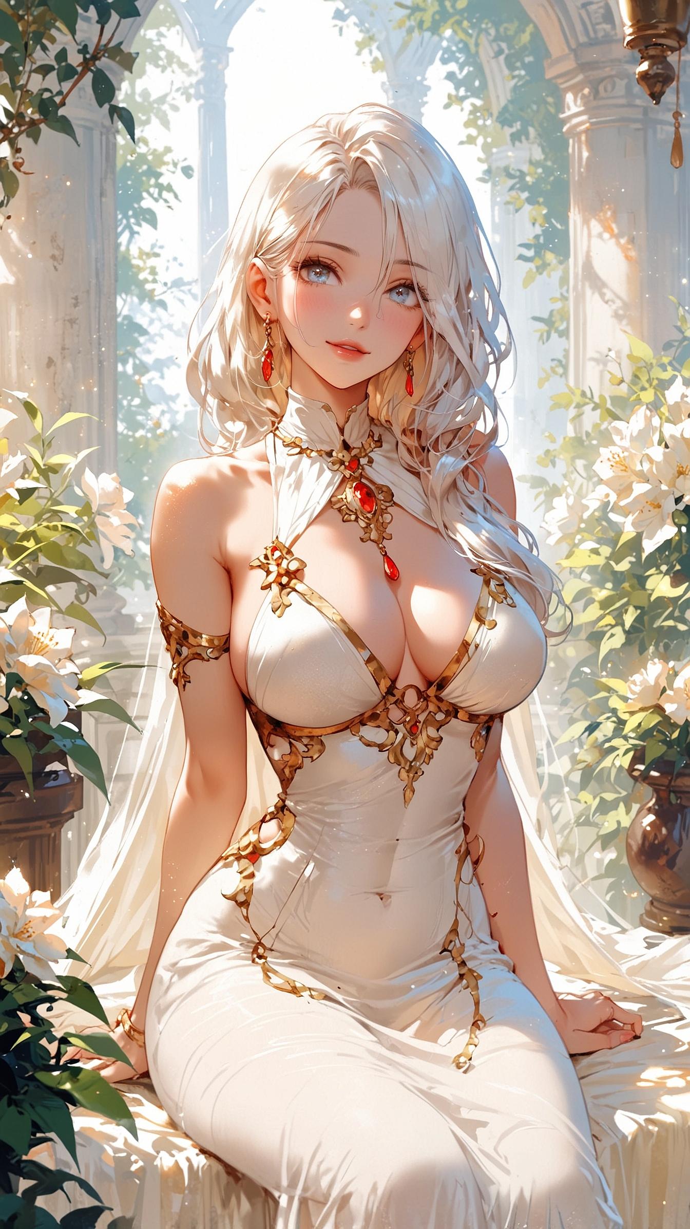 Sumire@AIArt_jewels and a white dress_125592004_p0